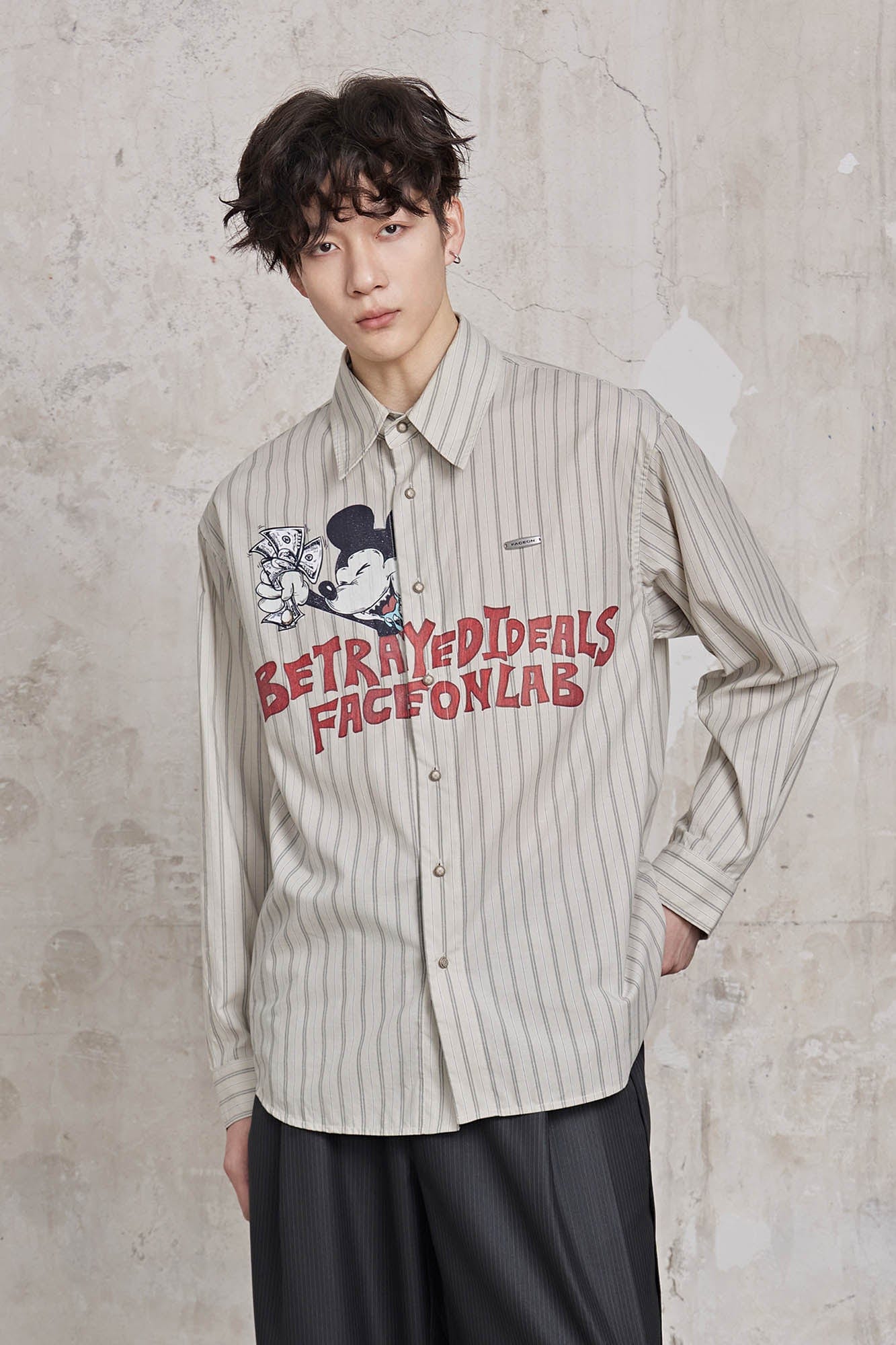 FACEONLAB Betrayed Ideals Pinstriped Shirt