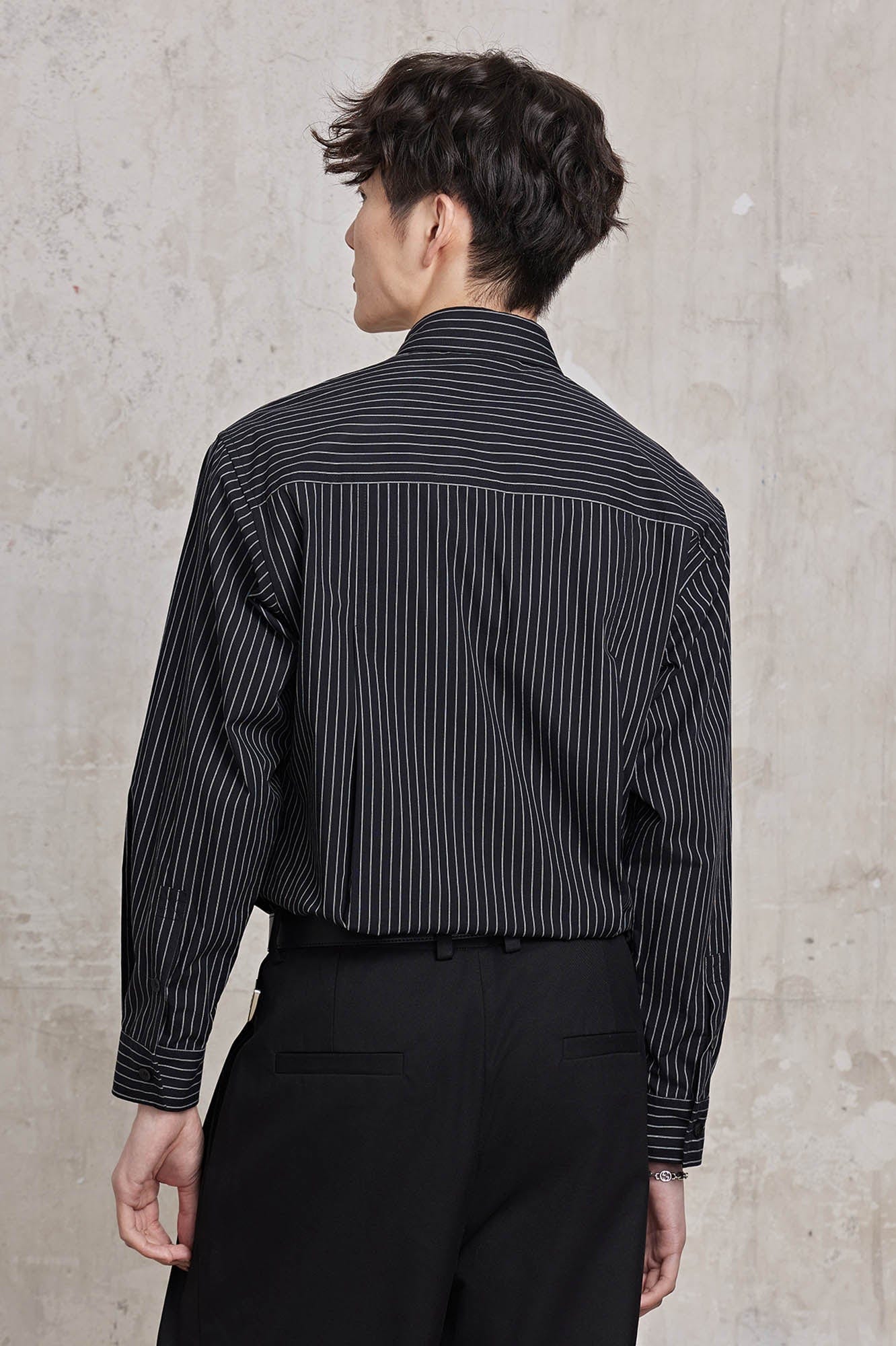 FACEONLAB Striped Patch-Pocket Poplin Shirt, premium urban and streetwear designers apparel on PROJECTISR.com, FACEONLAB