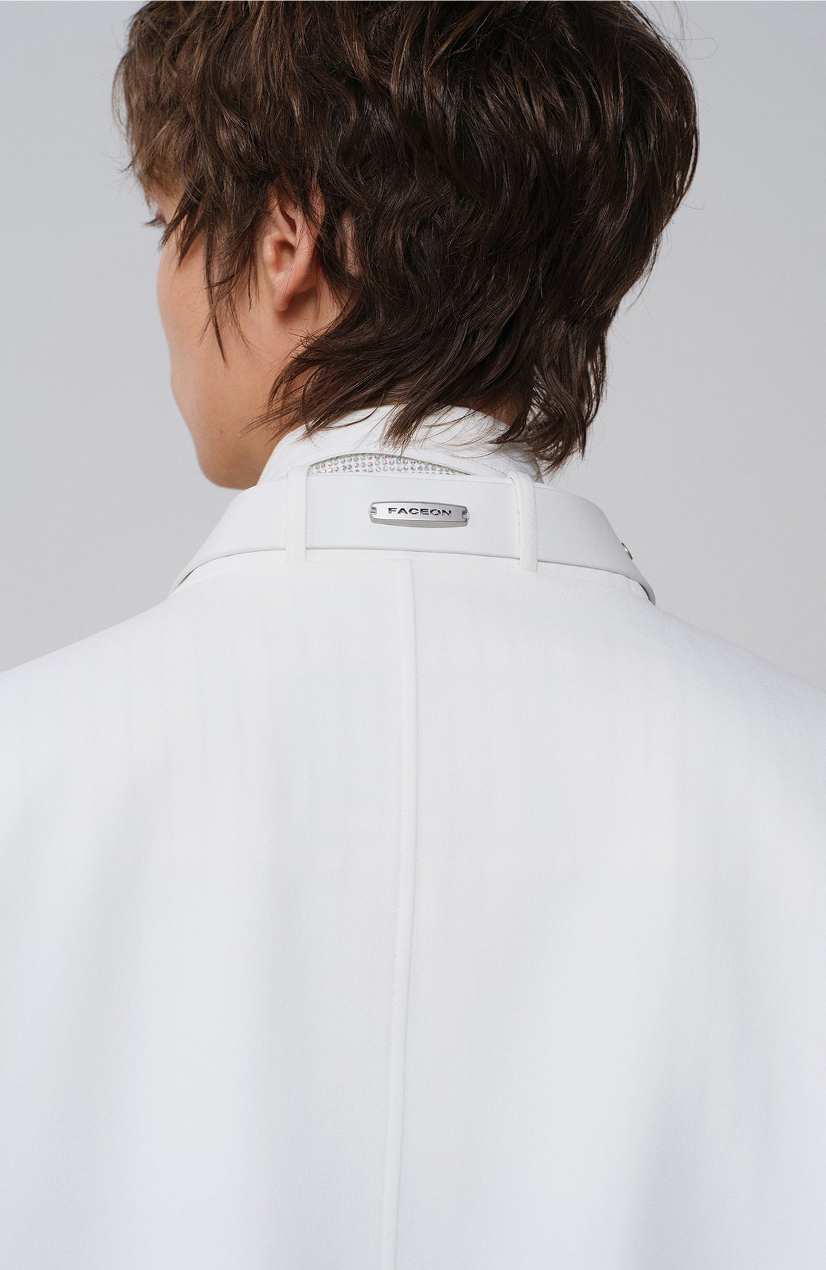 FACEONLAB Leather-Collar Medal Embellished Jacket