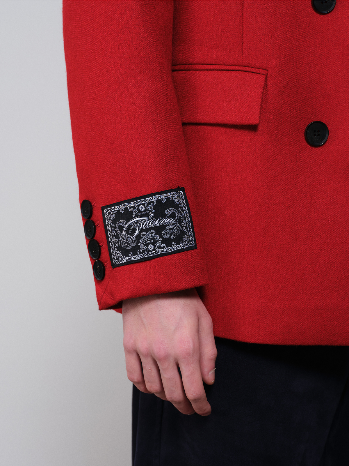 FACEONLAB Scorpion-Tail Embroidered Wool-Blend Blazer