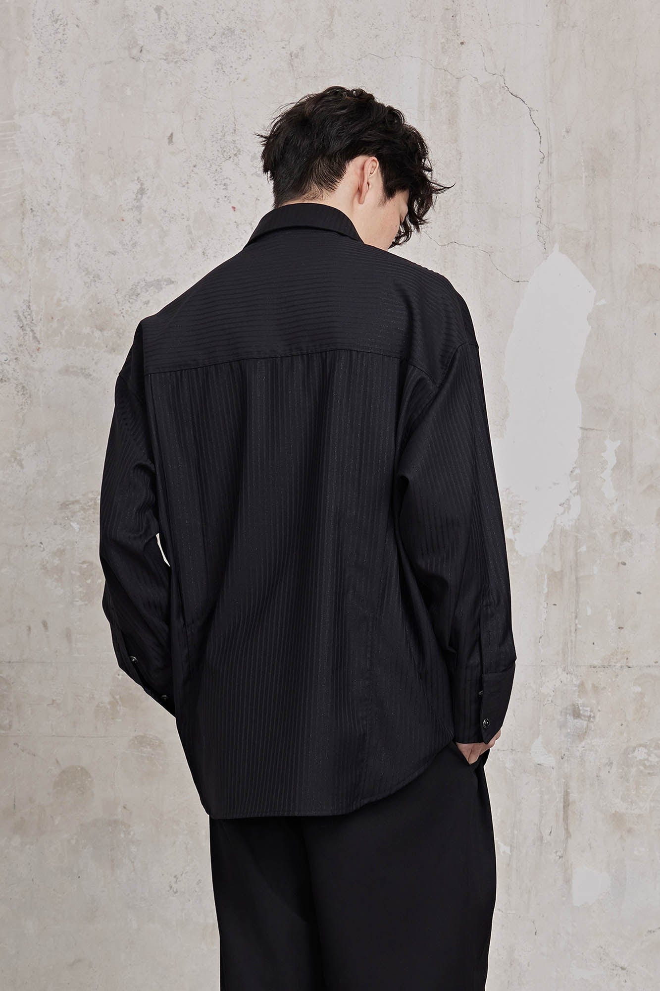 FACEONLAB Pinstriped Rivet Diamond Shirt, premium urban and streetwear designers apparel on PROJECTISR.com, FACEONLAB