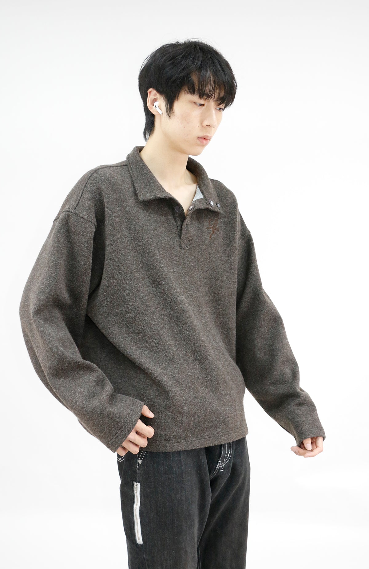 RELABEL Embroidered Magnetic Turtleneck Wool Sweater