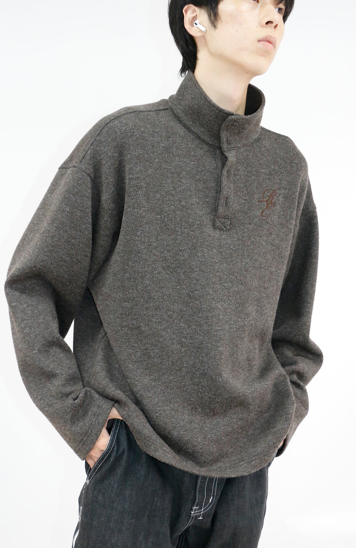 RELABEL Embroidered Magnetic Turtleneck Wool Sweater