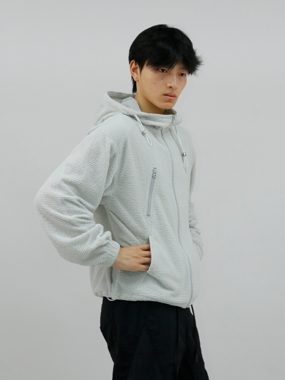 RELABEL Deconstructed Spliced Fleece Hooded Jacket