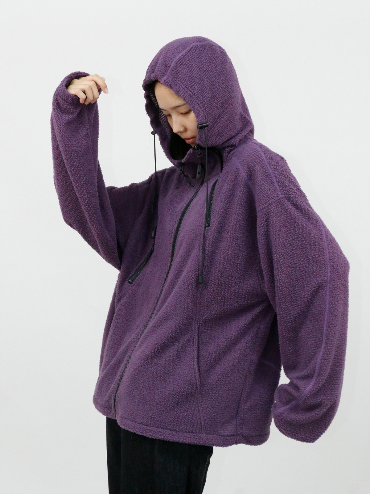 RELABEL Deconstructed Spliced Fleece Hooded Jacket