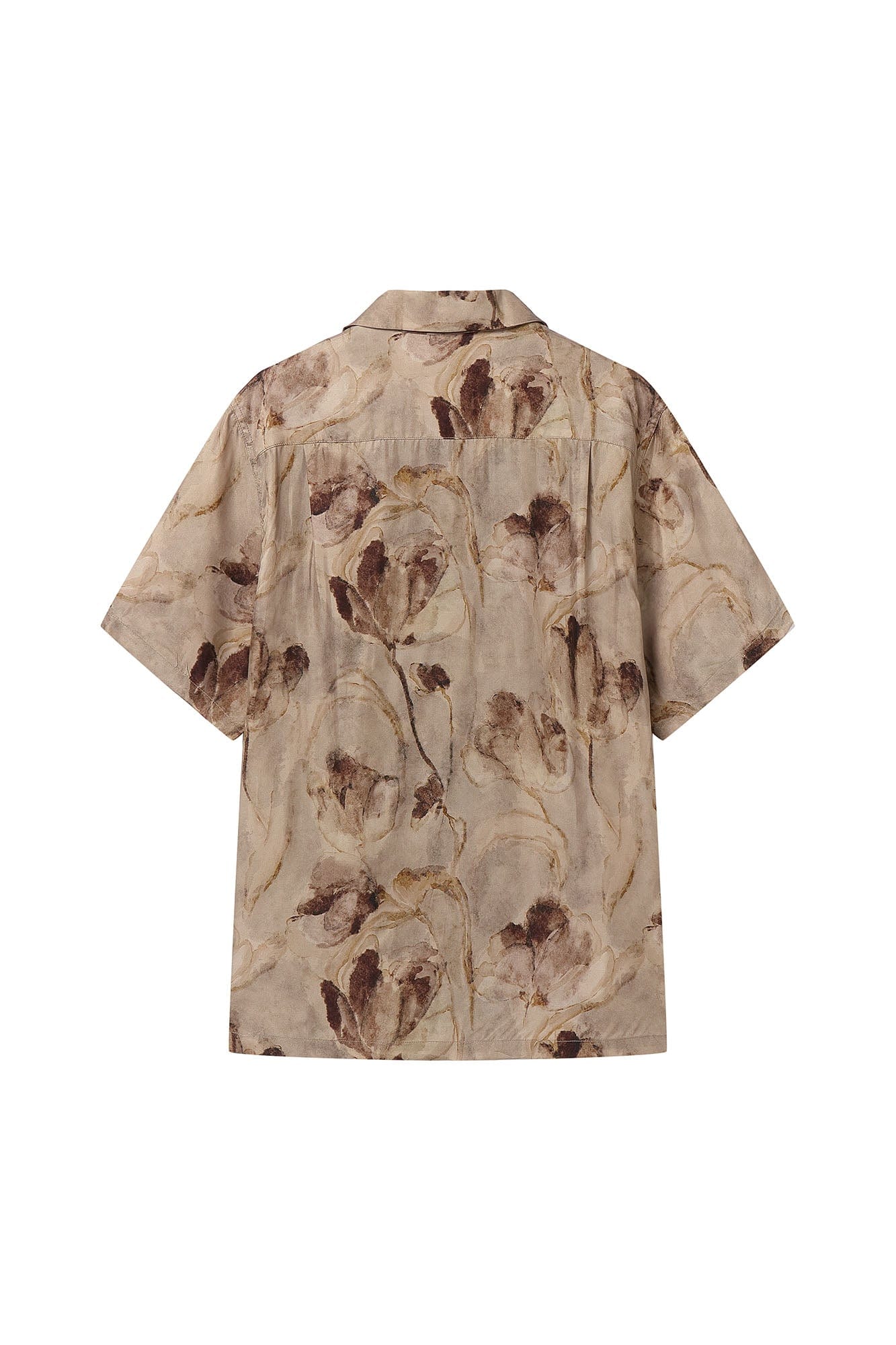 MOITIEDEPETALE Floral Accordion Pleats Cupro Blended Half Shirt, premium urban and streetwear designers apparel on PROJECTISR.com, MOITIEDEPETALE