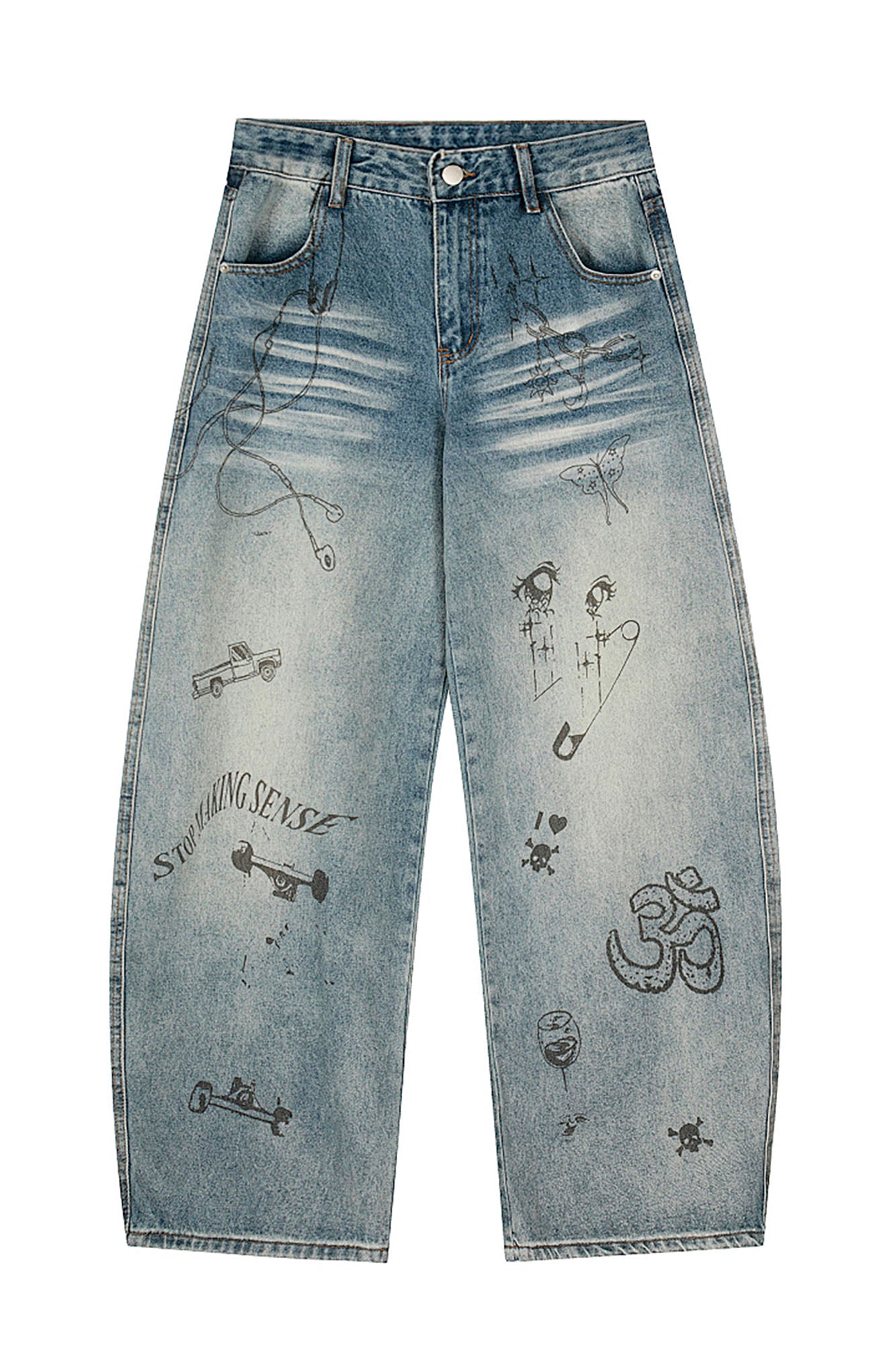 CLP Washed Graffiti Jeans, premium urban and streetwear designers apparel on PROJECTISR.com, CLP