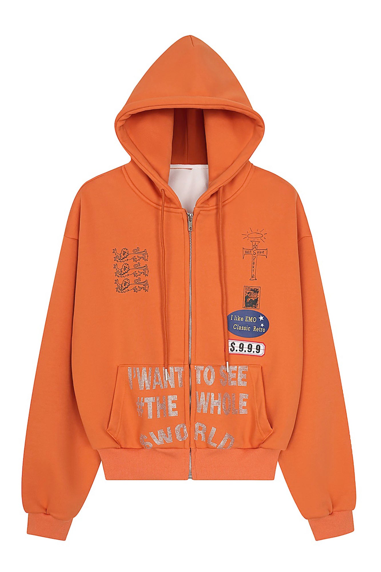 CLP Badge Patch Cropped Zip-Up Hoodie