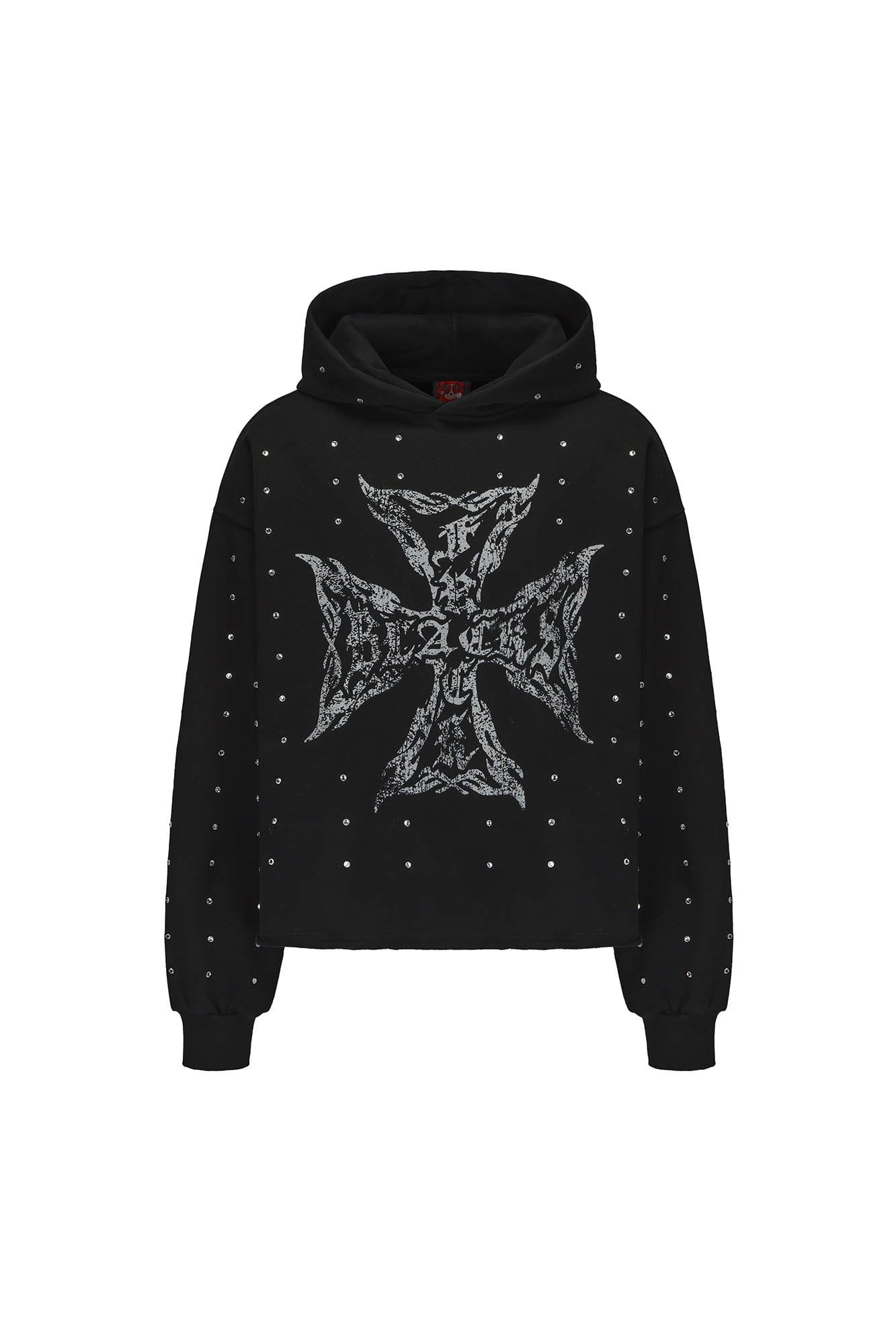 BLACK8MOB Full Studded Cross Hoodie, premium urban and streetwear designers apparel on PROJECTISR.com, BLACK8MOB
