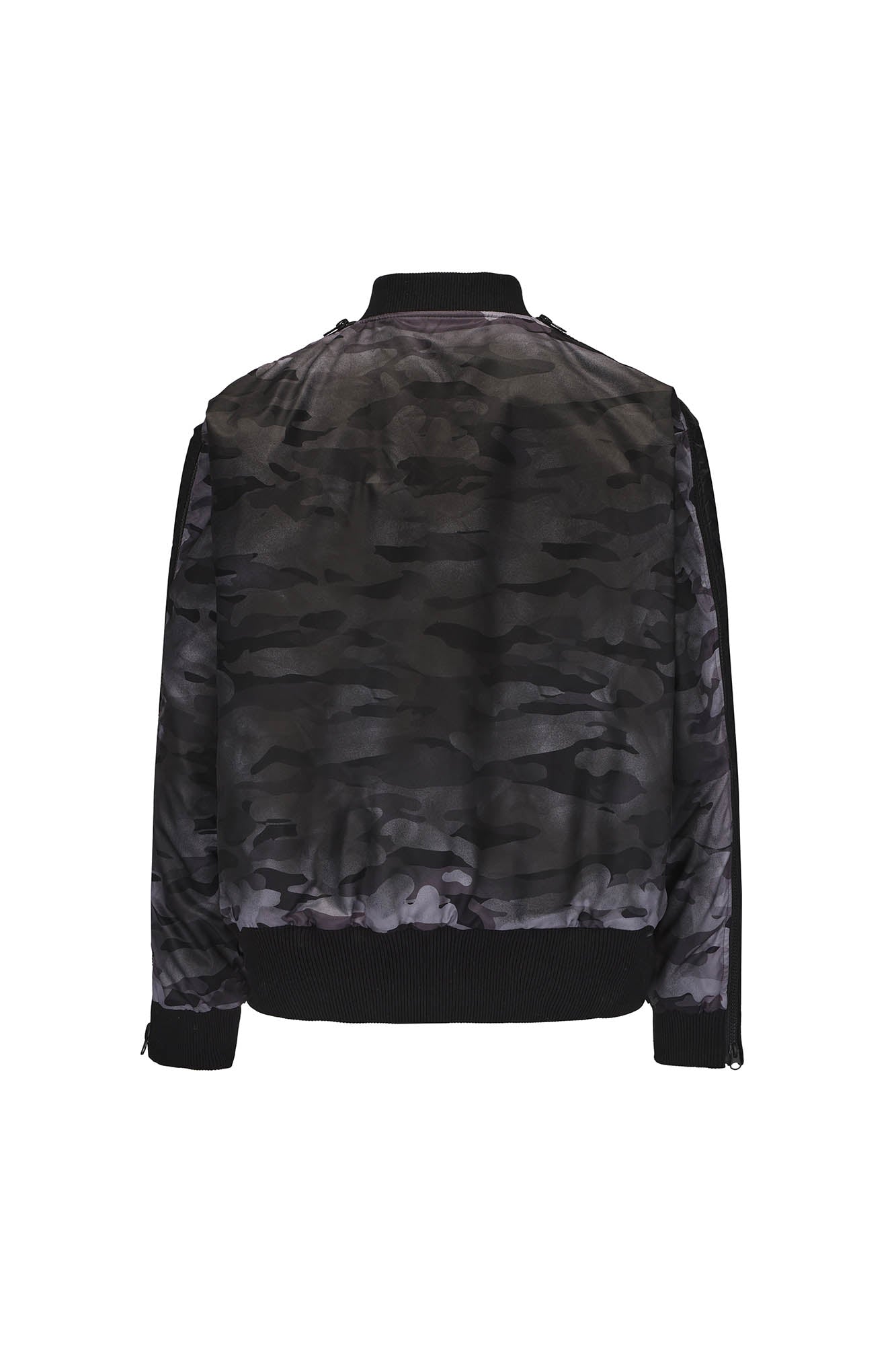 BLACK8MOB Retro Distressed Camo Panel Bomber Jacket, premium urban and streetwear designers apparel on PROJECTISR.com, BLACK8MOB
