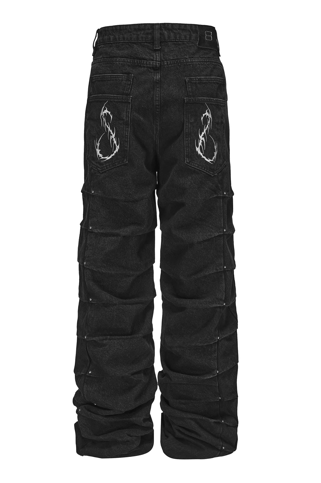 BLACK8MOB Armour Crinkled Rivet Pants, premium urban and streetwear designers apparel on PROJECTISR.com, BLACK8MOB