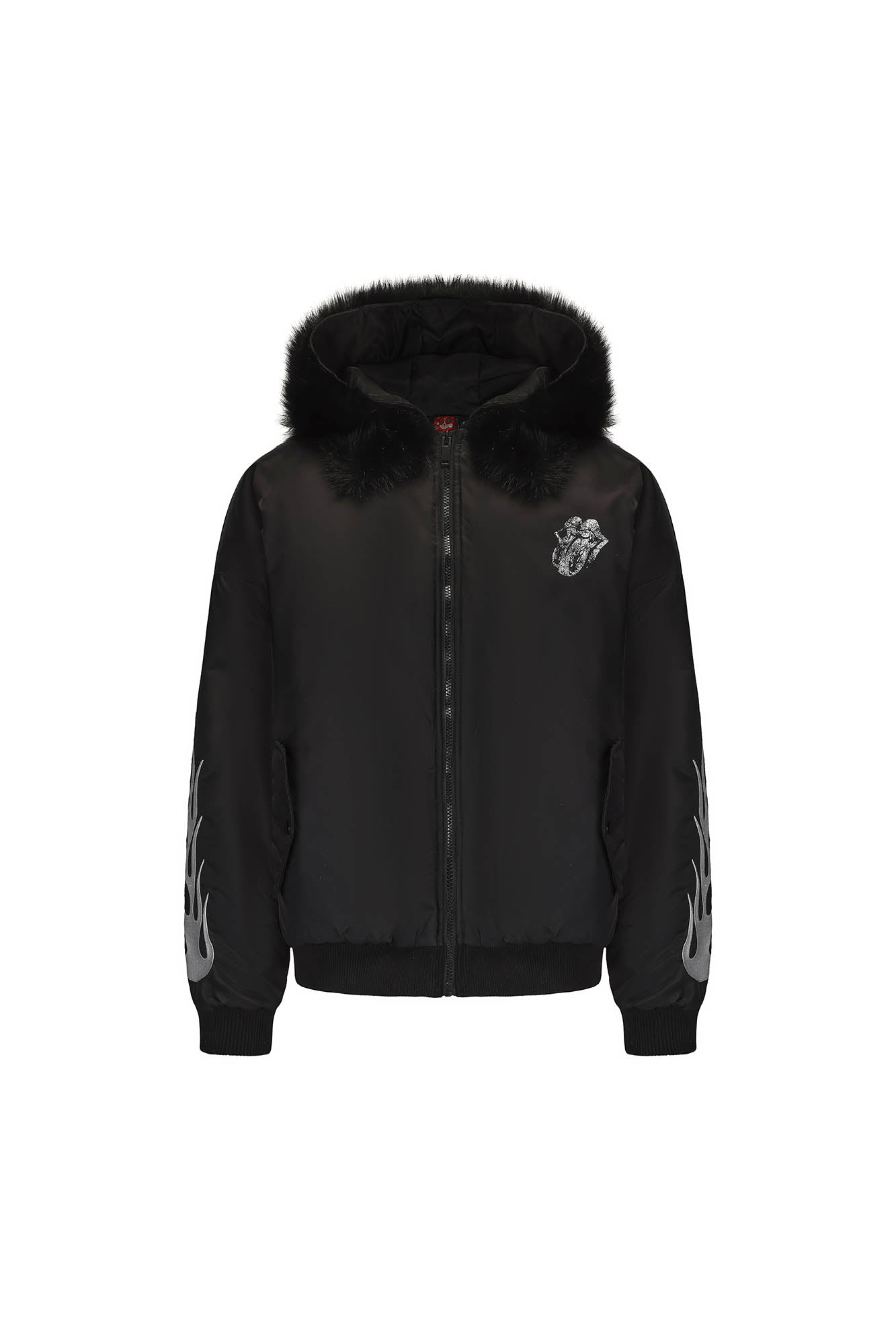 BLACK8MOB Flame Detachable-Fur Hooded Jacket, premium urban and streetwear designers apparel on PROJECTISR.com, BLACK8MOB