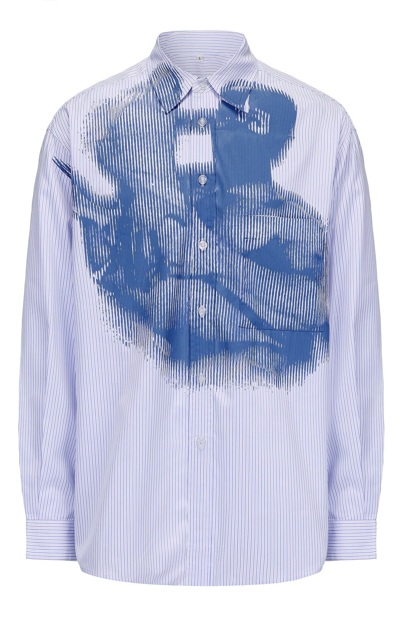 INTERRUPT Graphic Crinkled Striped Oversized Shirt