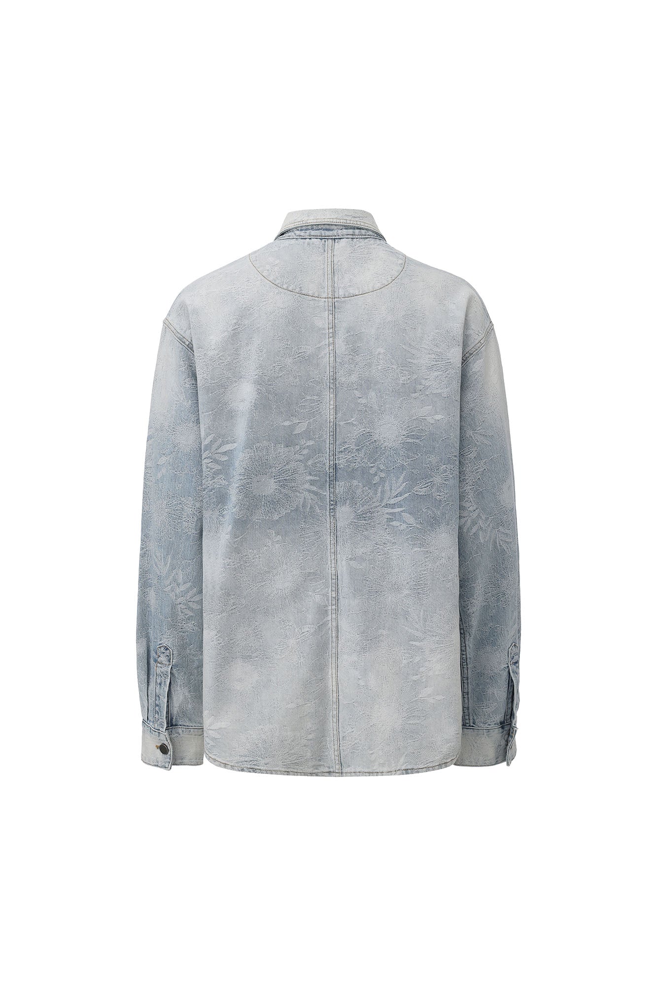VANN VALRENCE Washed Floral Jacquard Denim Shirt, premium urban and streetwear designers apparel on PROJECTISR.com, VANN VALRENCE