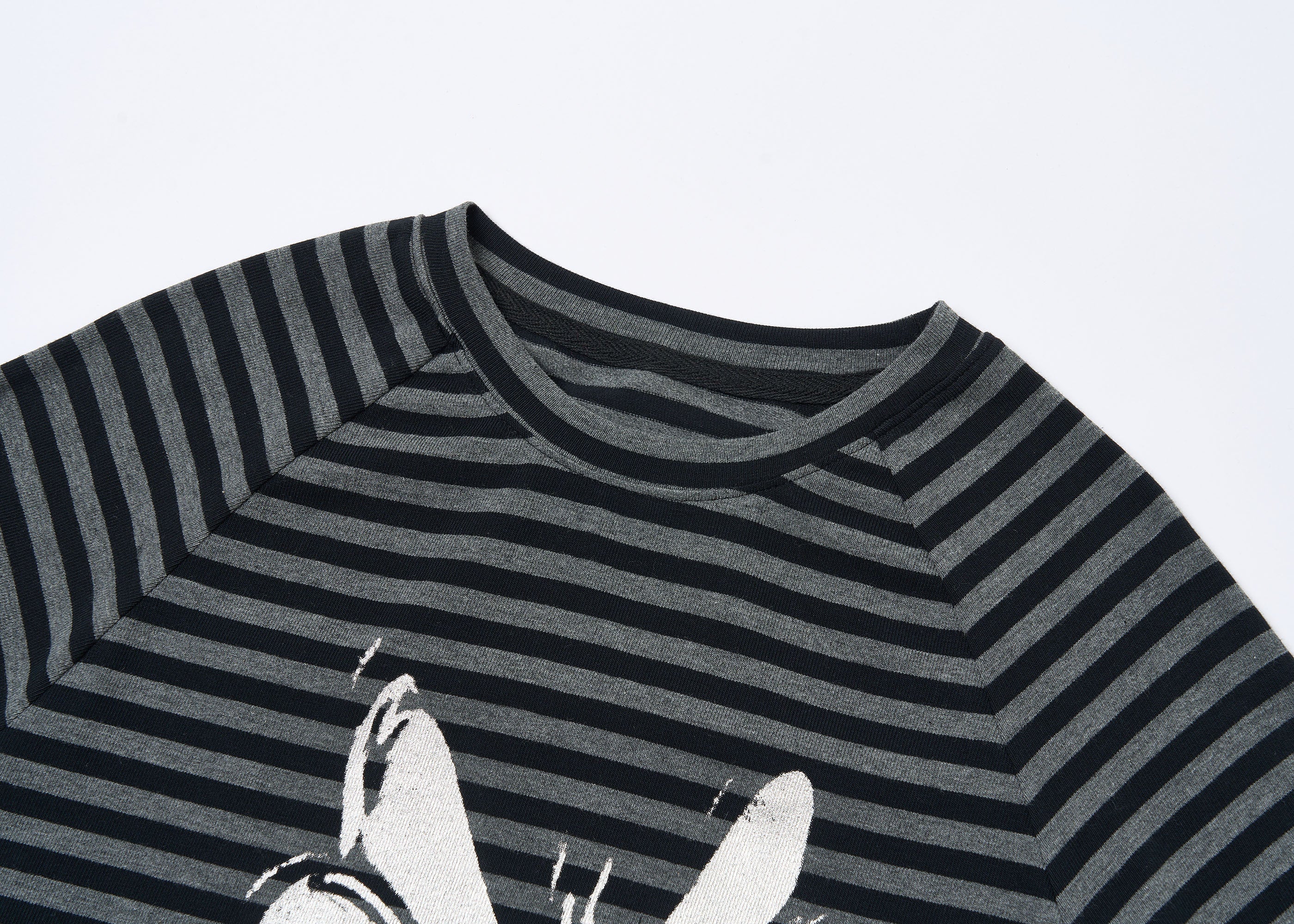 SAXGENWON Retro Striped Graphic Raglan Long-Sleeve Tee