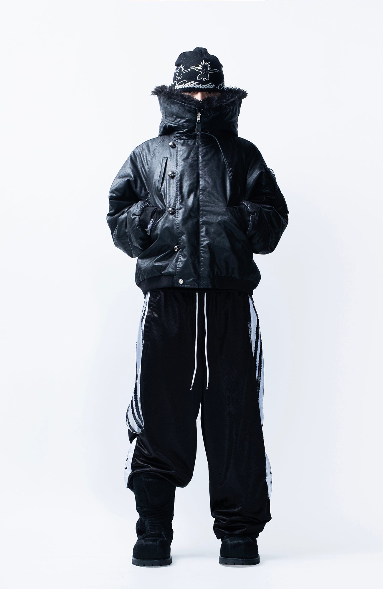 FVVO Faux Fur Liner Hooded Bomber Jacket