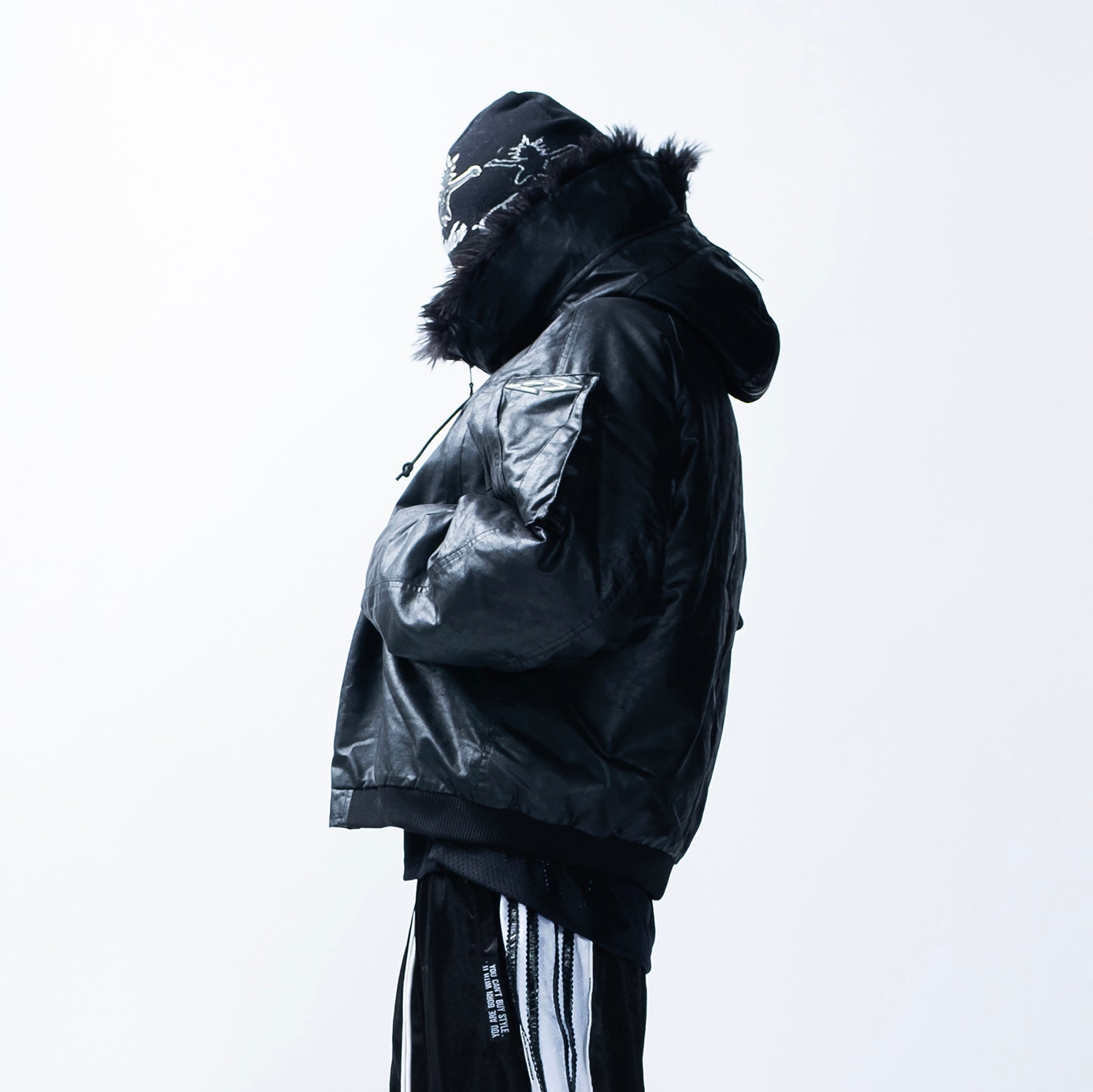 FVVO Faux Fur Liner Hooded Bomber Jacket