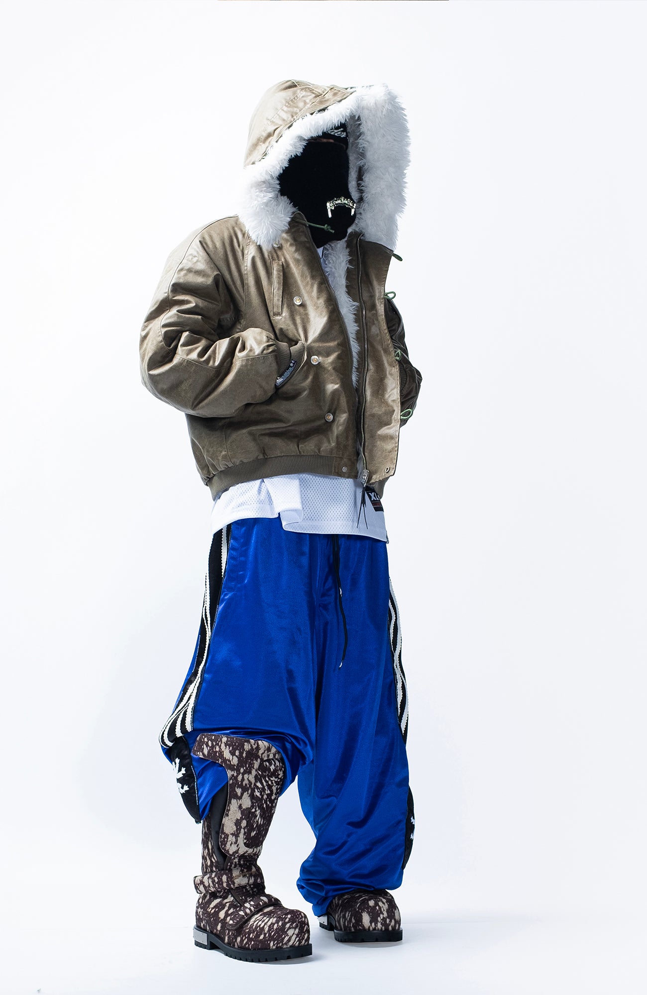 FVVO Faux Fur Liner Hooded Bomber Jacket