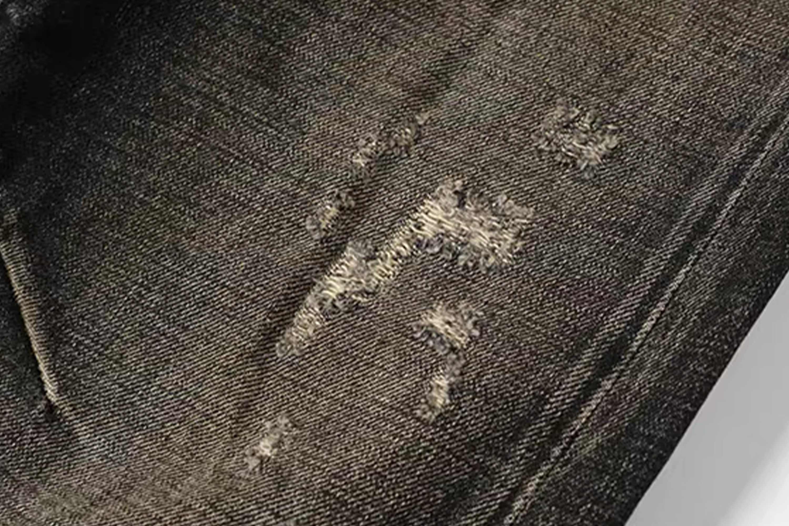 NOTHINGNESS WORLD Distressed Ripple-Wash Graphic Denim Pants, premium urban and streetwear designers apparel on PROJECTISR.com, NOTHINGNESS WORLD