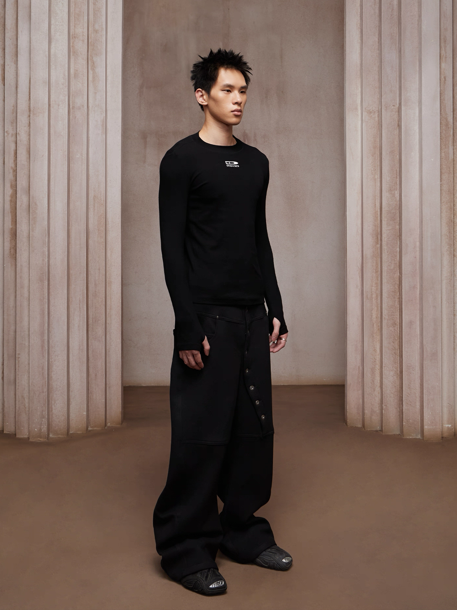 DND4DES Asym Buttoned Wool-Blend Oversized Pants