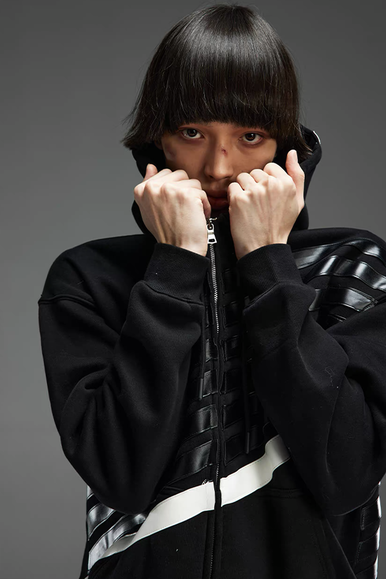 NOTHINGNESS WORLD Four-Stripe Zip-Up Hoodie, premium urban and streetwear designers apparel on PROJECTISR.com, NOTHINGNESS WORLD