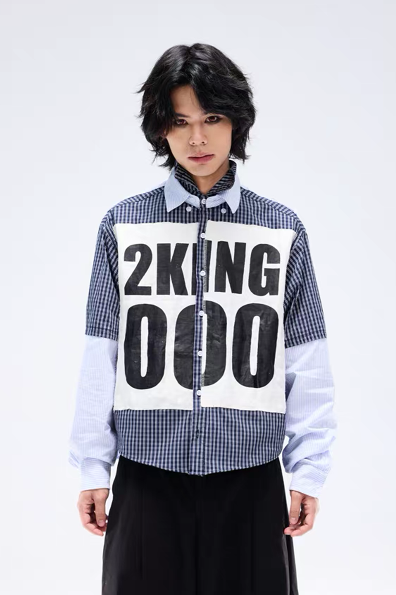 NOTHINGNESS WORLD Deconstructed Layered Graphic Spliced Shirt, premium urban and streetwear designers apparel on PROJECTISR.com, NOTHINGNESS WORLD