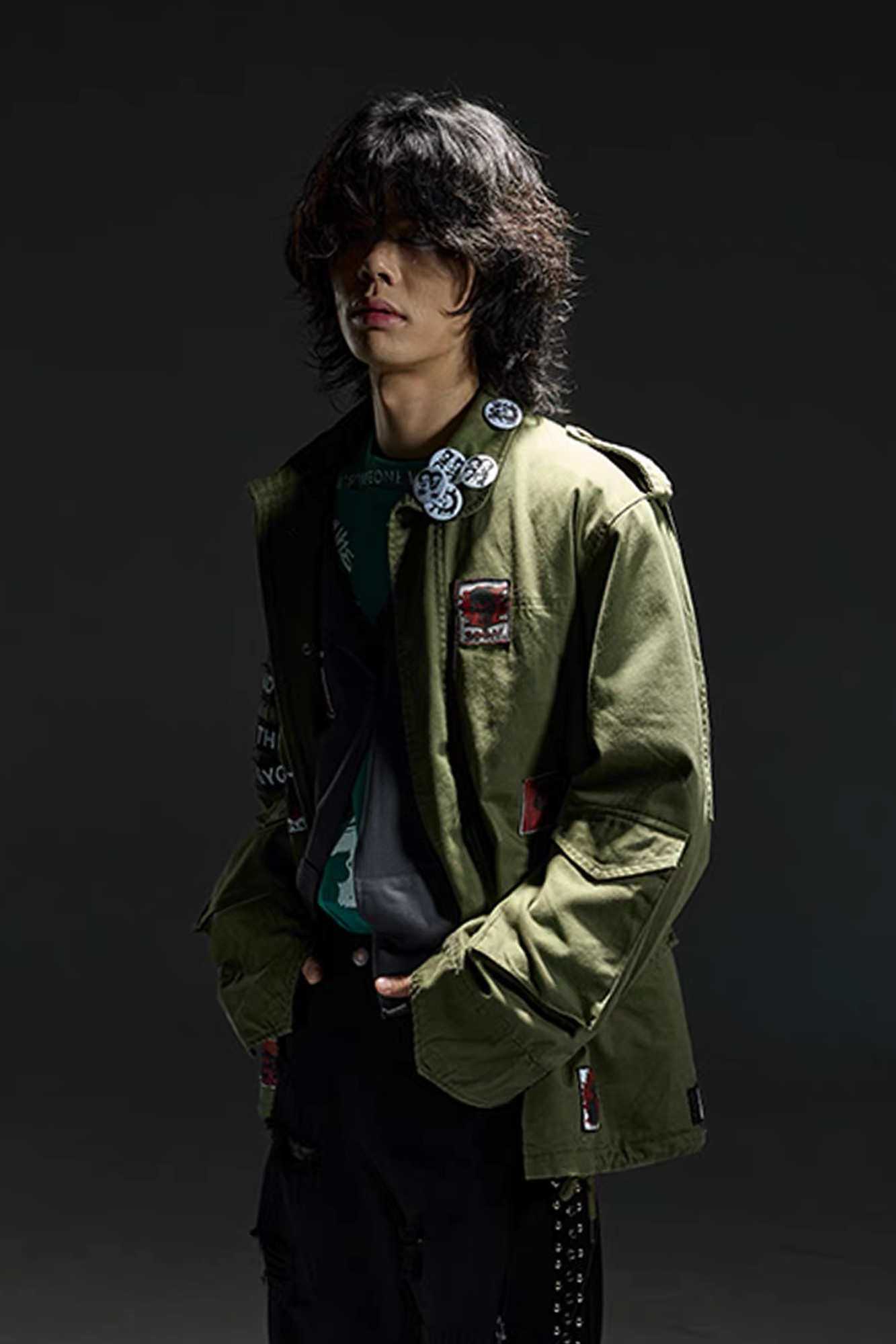 NOTHINGNESS WORLD Slogan Patchwork Multi-Pocket Utility Jacket, premium urban and streetwear designers apparel on PROJECTISR.com, NOTHINGNESS WORLD