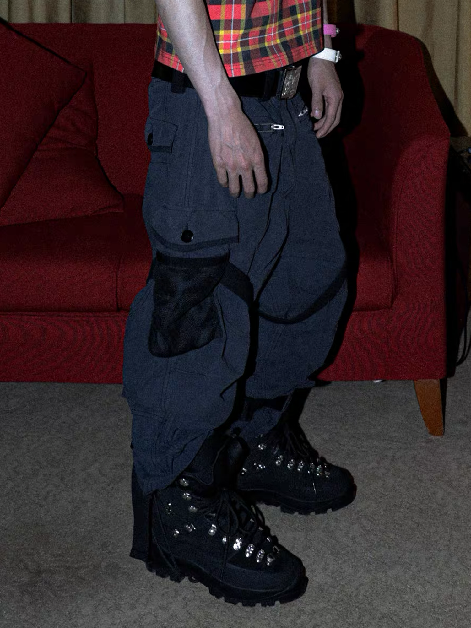 PCCVISION Adjustable Strap Washed Utility Cargo Pants, premium urban and streetwear designers apparel on PROJECTISR.com, PCCVISION