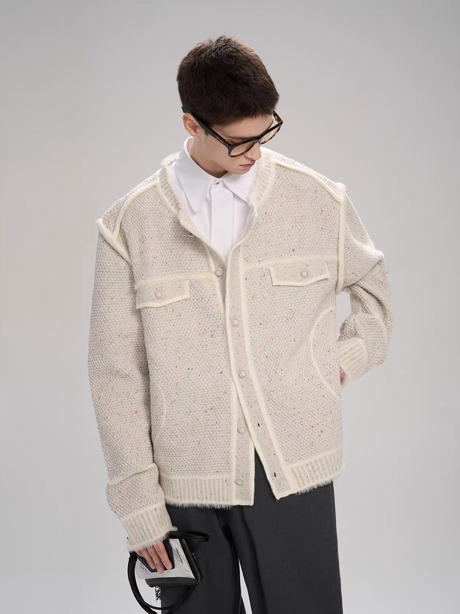 TIWILLTANG Contrast Stitch Knit Jacket