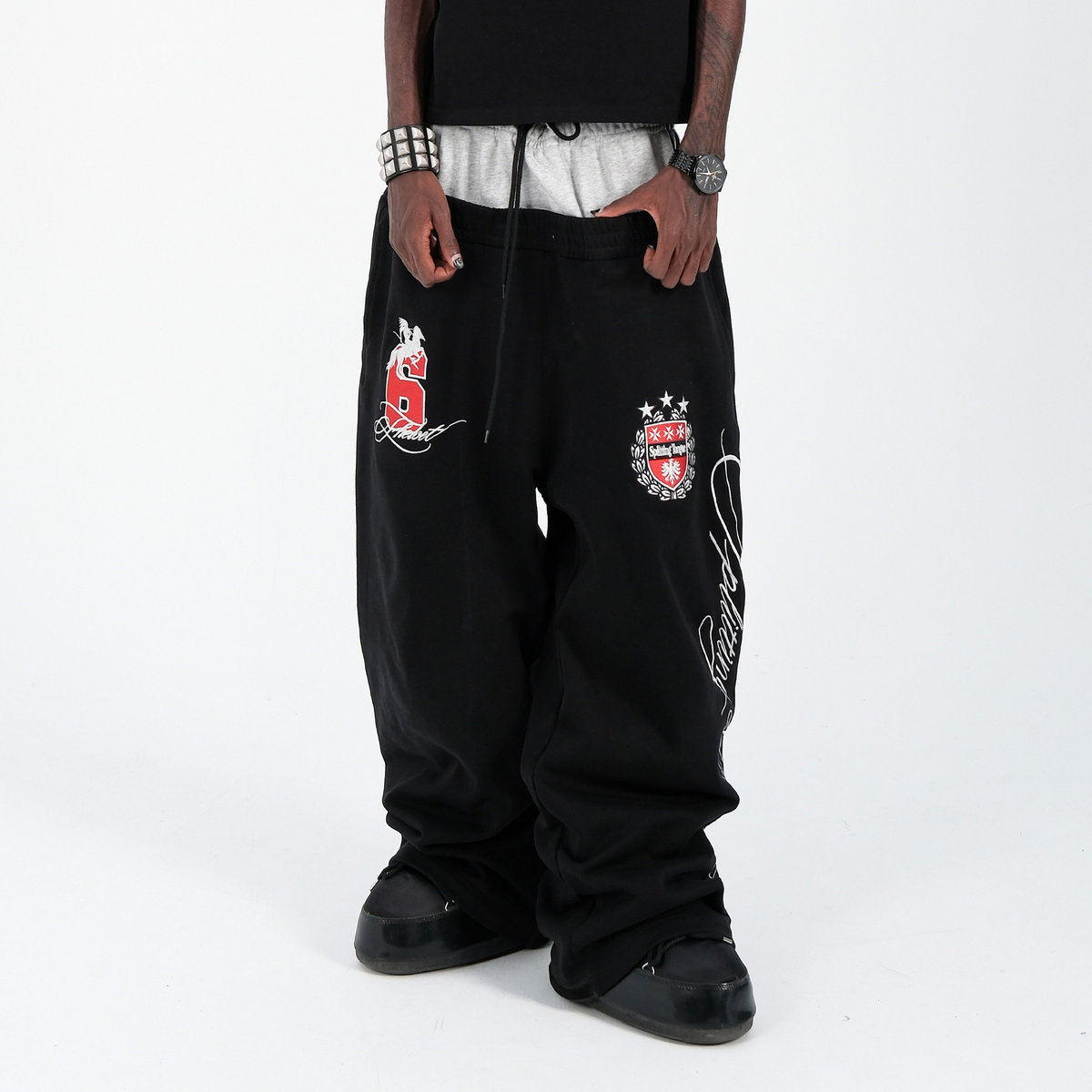 THEWET Double-Waist Crest Baggy Sweatpants