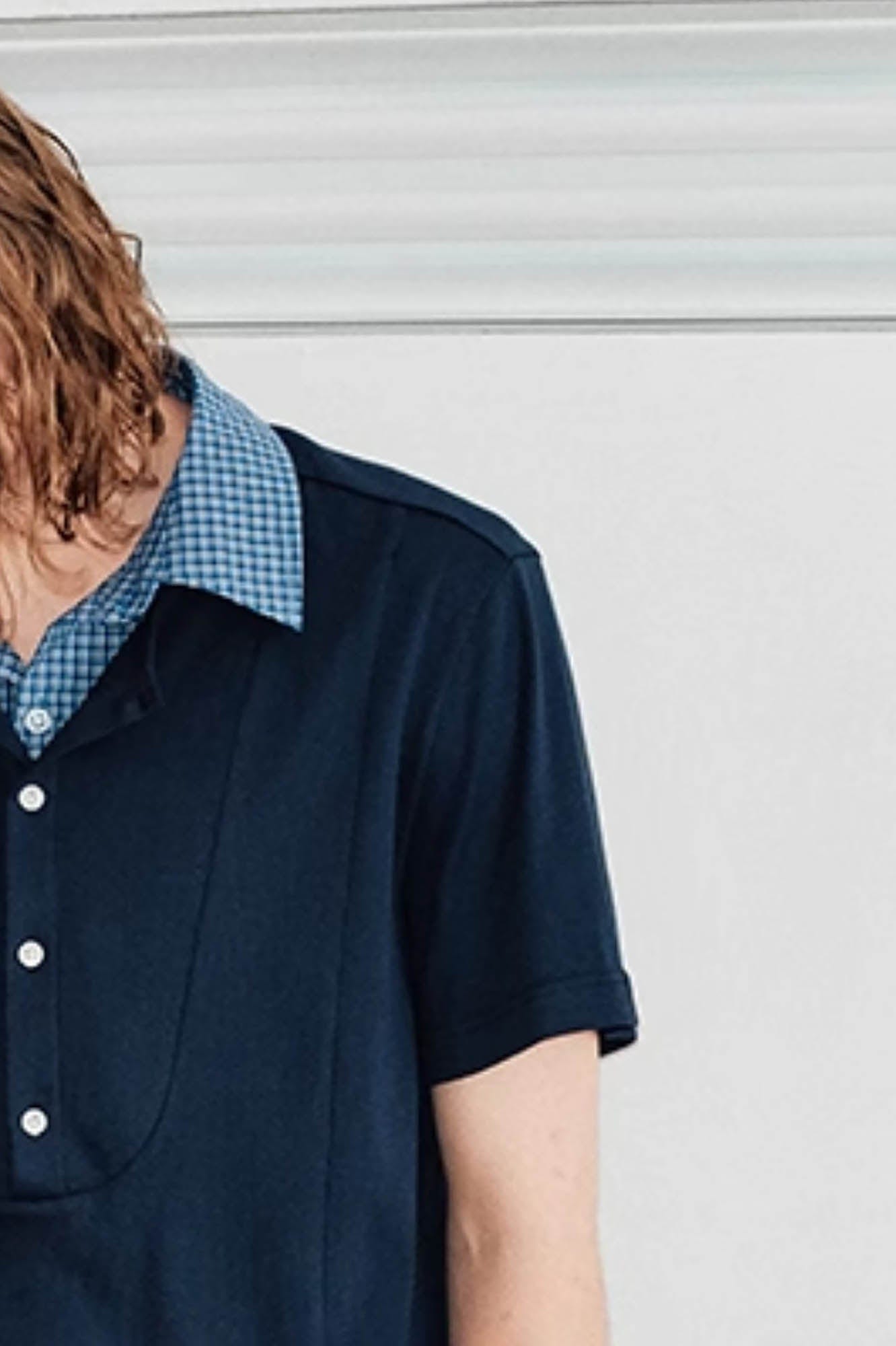KREATE Layered Plaid Collar Polo T-Shirt, premium urban and streetwear designers apparel on PROJECTISR.com, KREATE