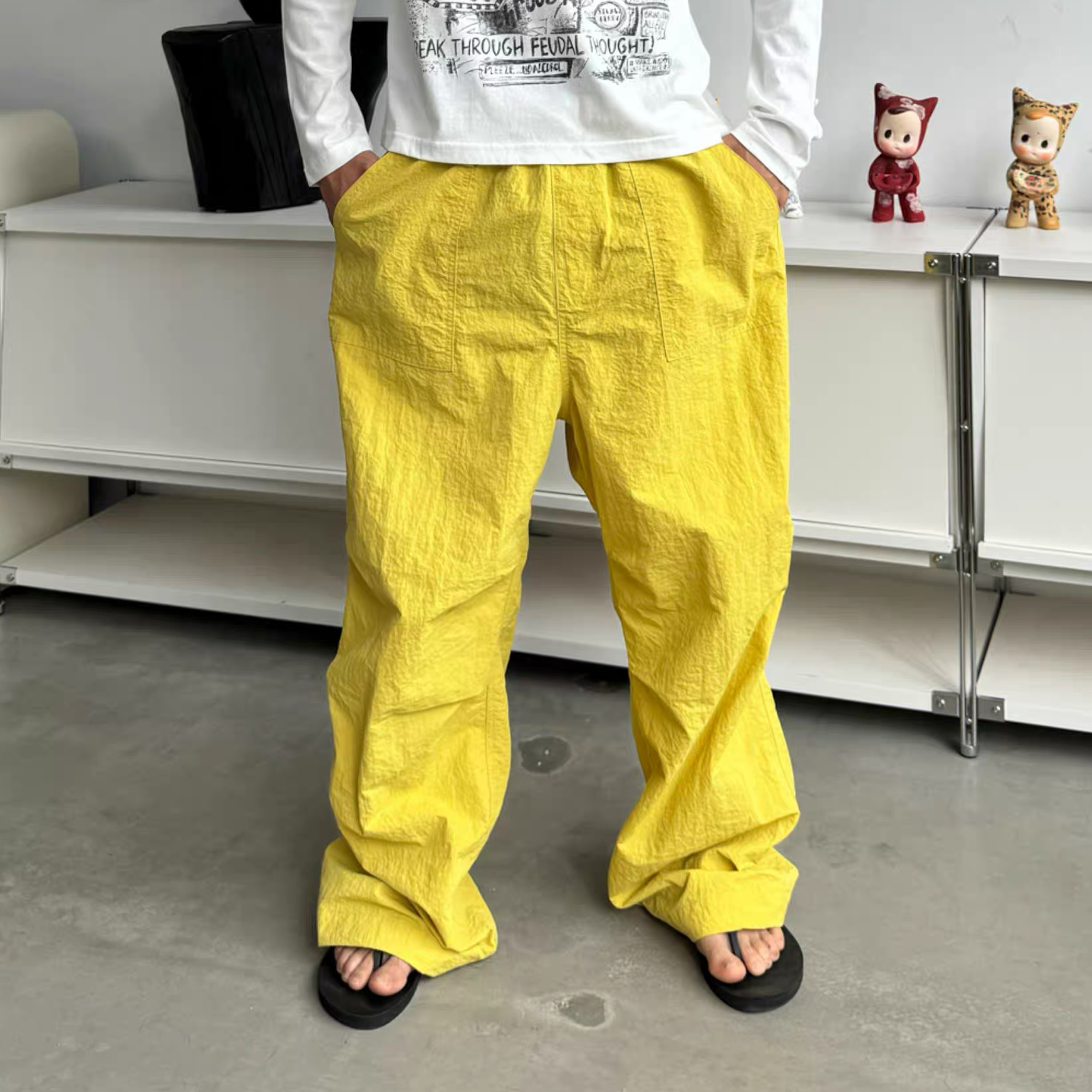 NIANJIUYIKOUER Nylon Paratrooper Straight-Leg Pants, premium urban and streetwear designers apparel on PROJECTISR.com, NIANJIUYIKOUER