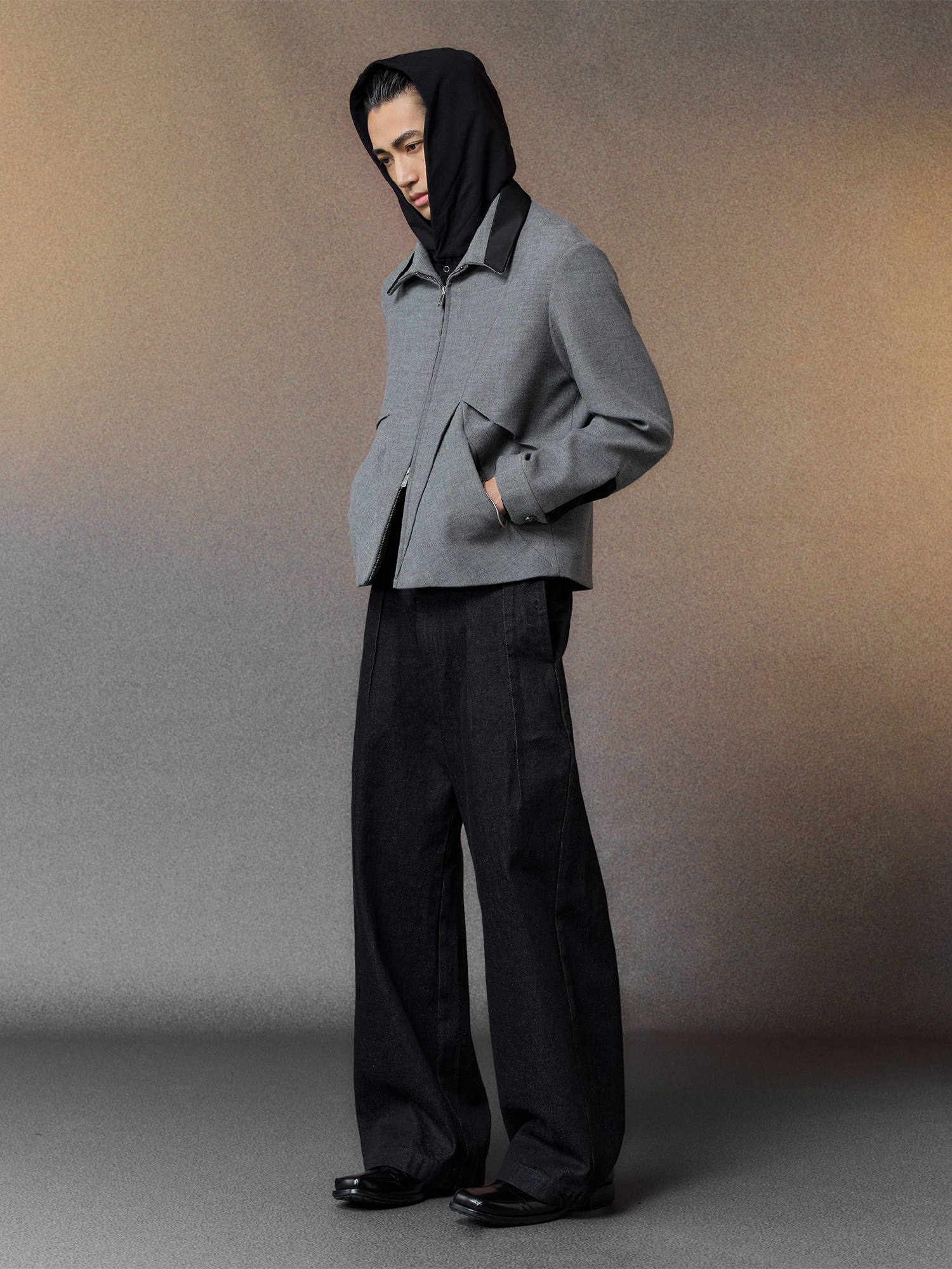 ALVNG AR ANTS Essential Contrast Collar Wool-Blend Jacket, premium urban and streetwear designers apparel on PROJECTISR.com, ALVNG AR ANTS