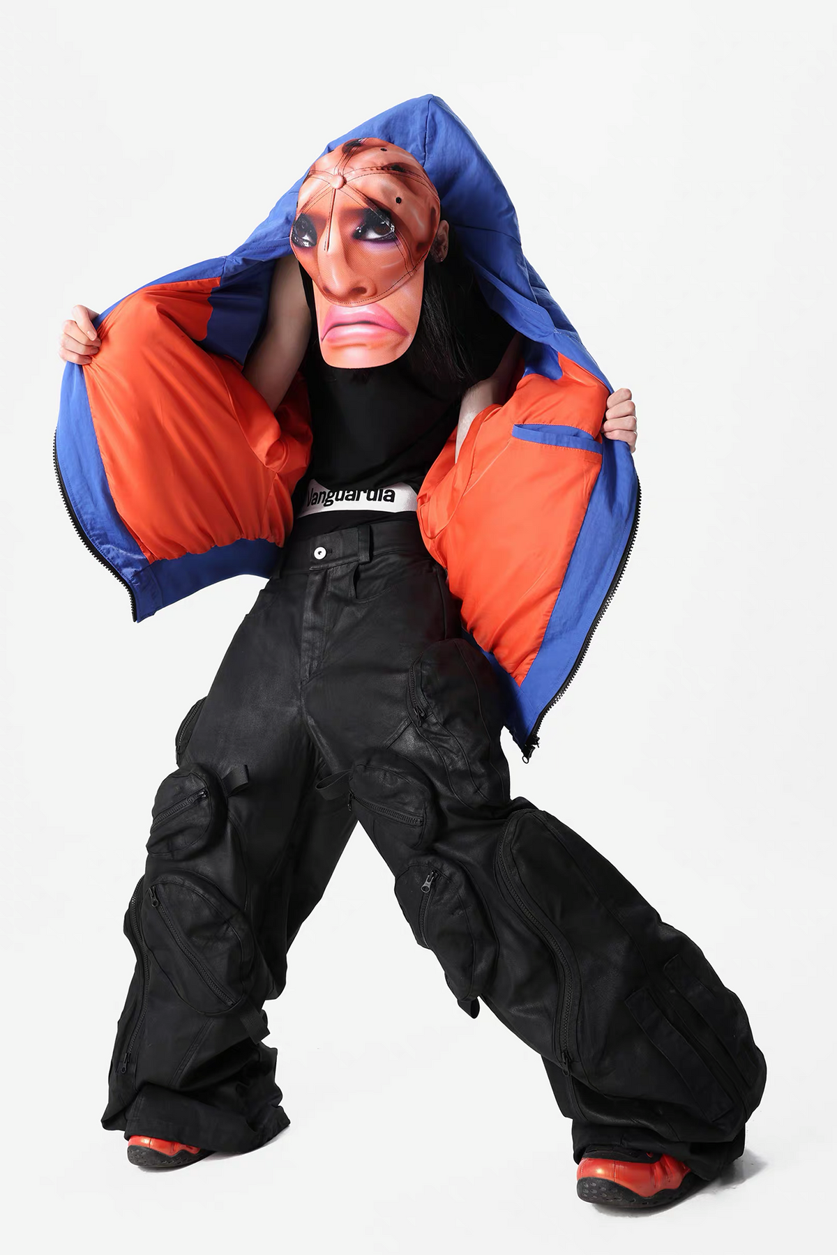 VANGUARDIA Multi-Pocket Hooded Nylon Puffer Jacket