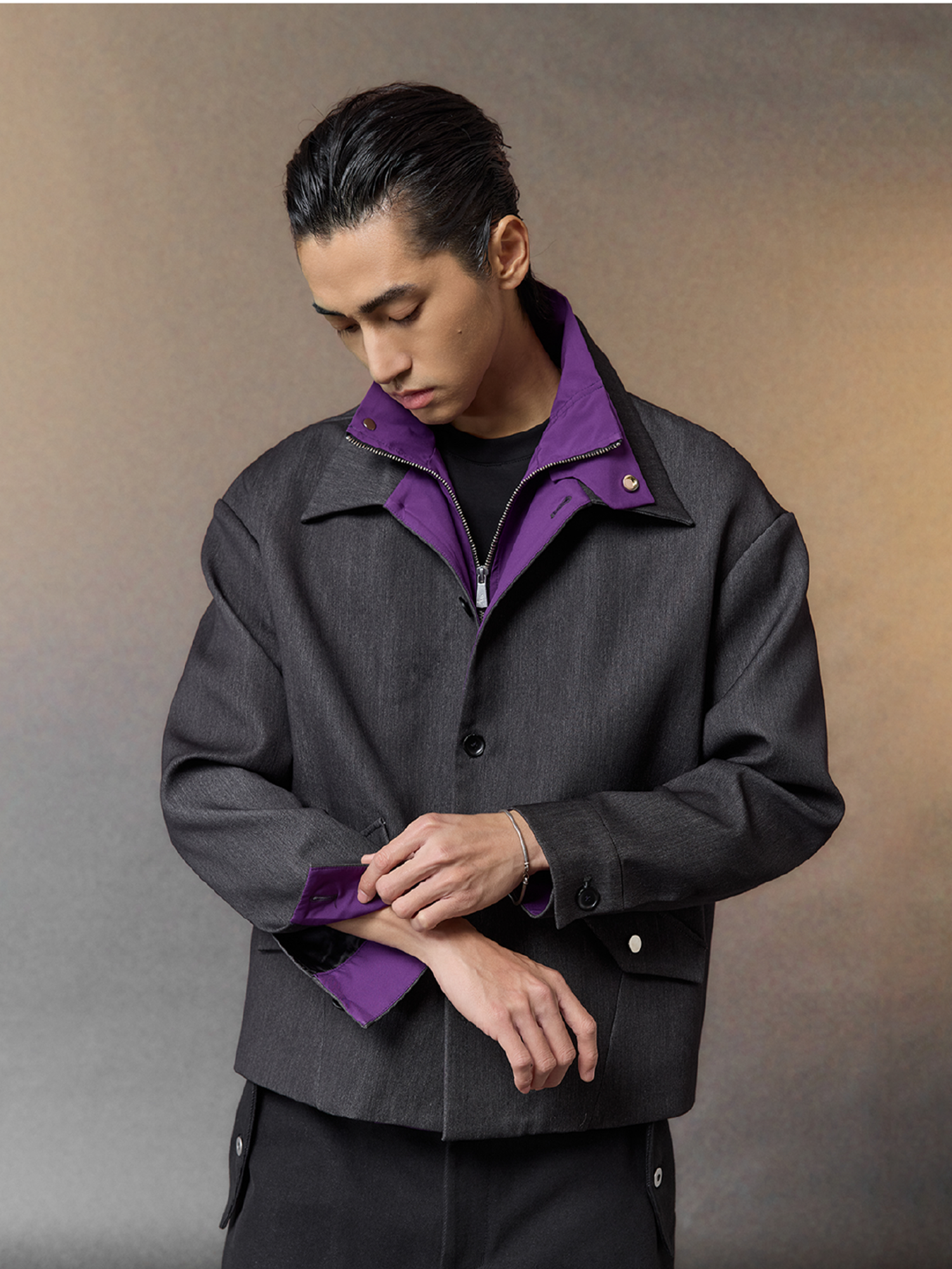 ALVNG AR ANTS Tech Contrast Split-Panel Hooded Jacket, premium urban and streetwear designers apparel on PROJECTISR.com, ALVNG AR ANTS