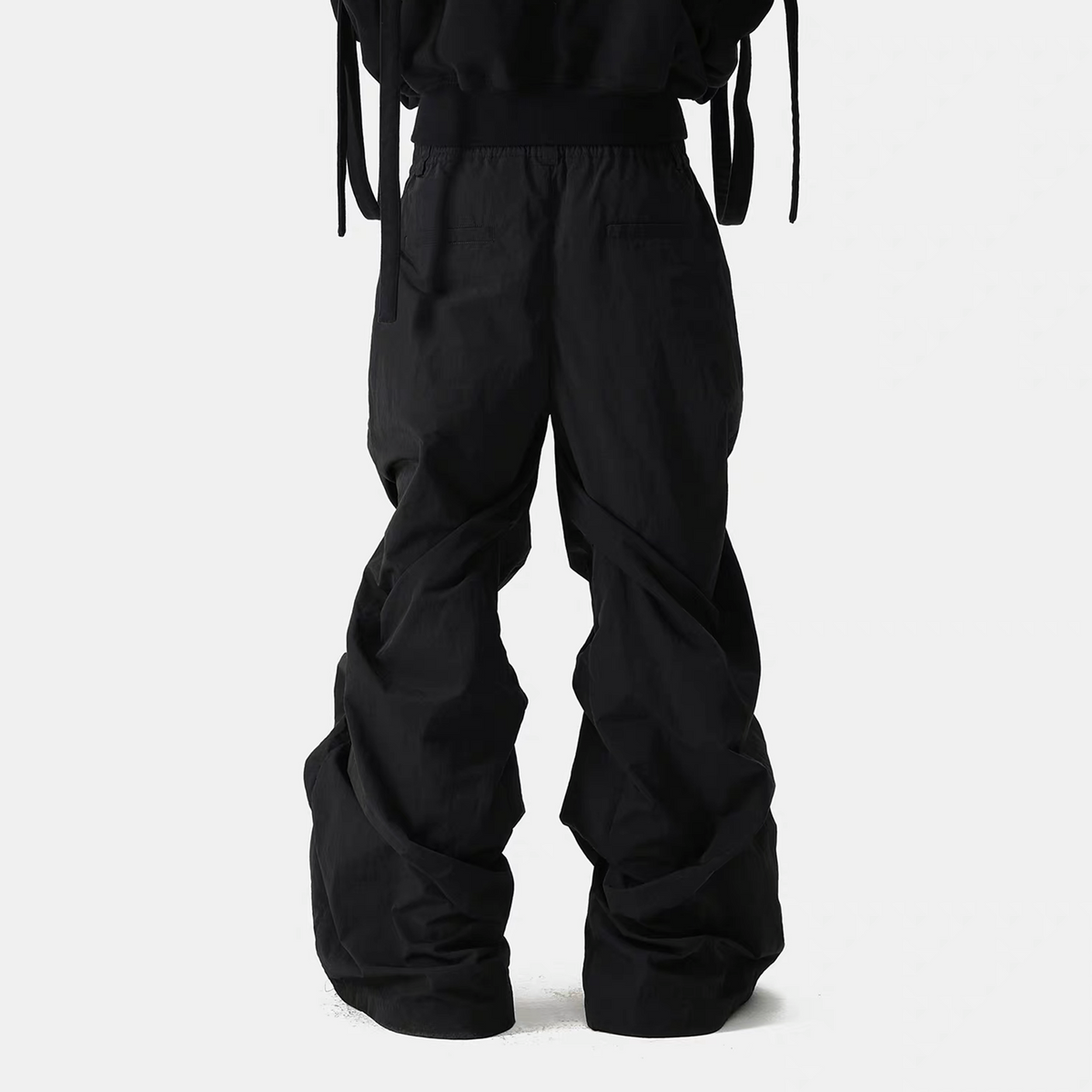 VANGUARDIA Crinkled Wide-Leg Nylon Flared Cargo Pants