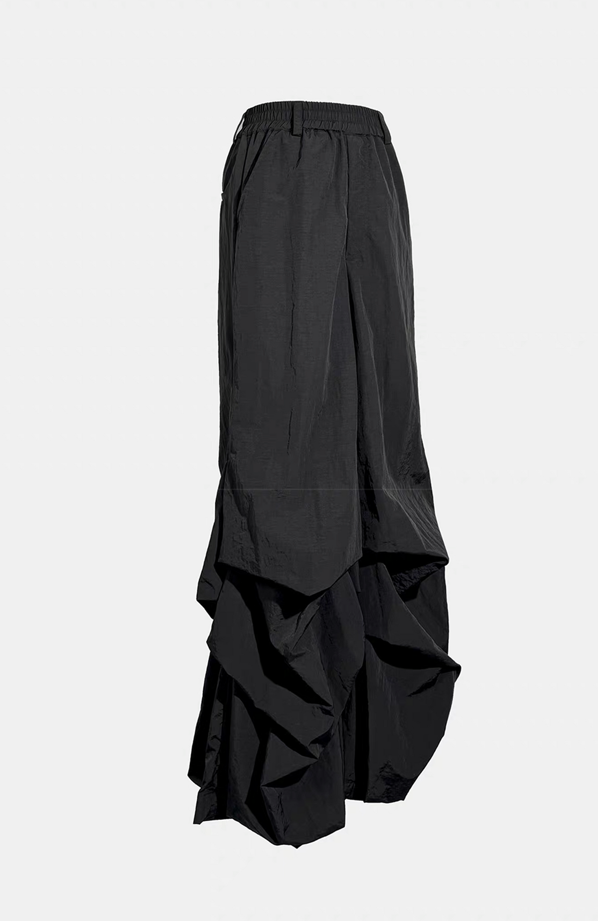 VANGUARDIA Crinkled Nylon Wide-Leg Flared Pants
