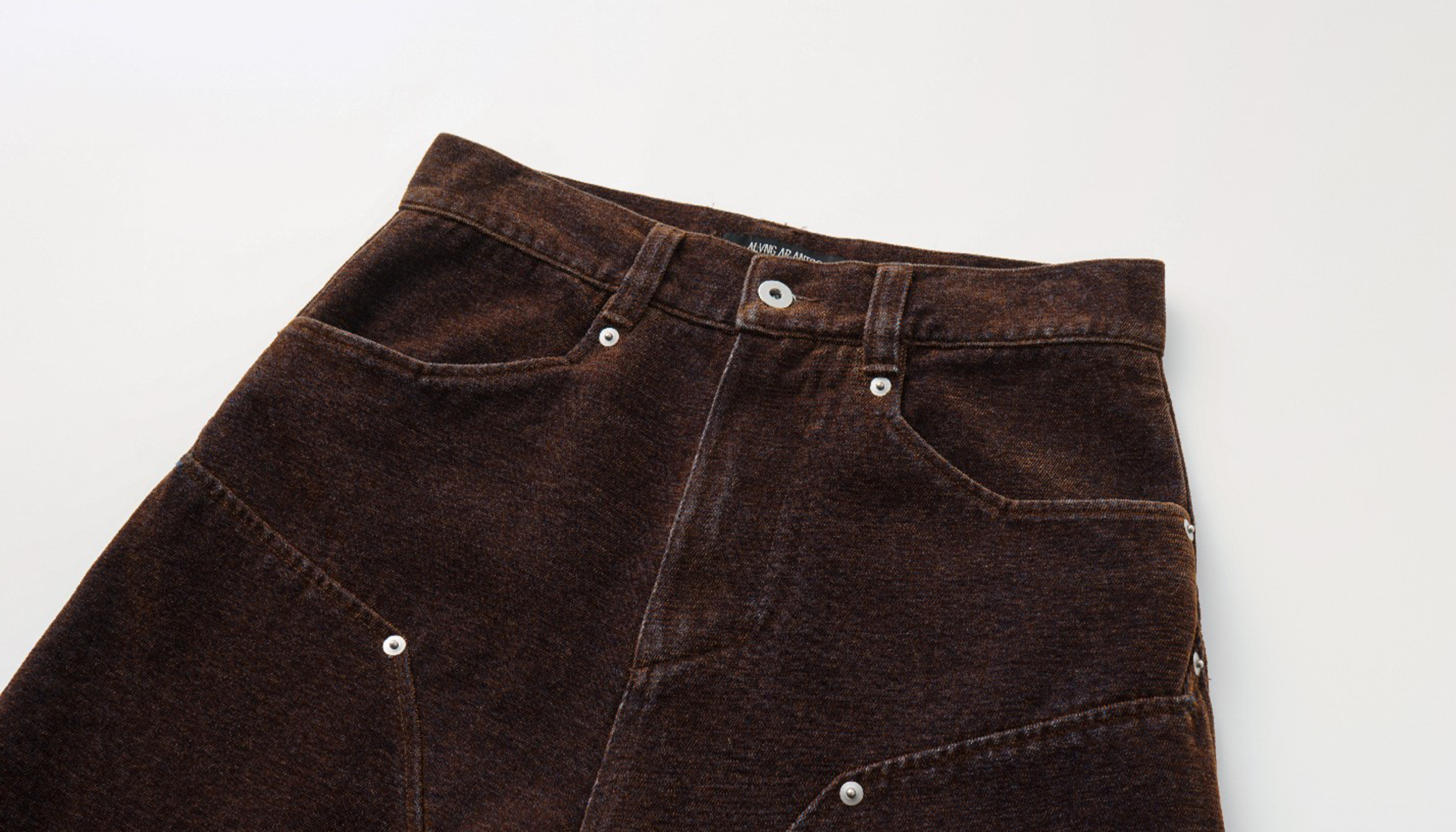 ALVNG AR ANTS Flocked Double-Knee Denim Pants