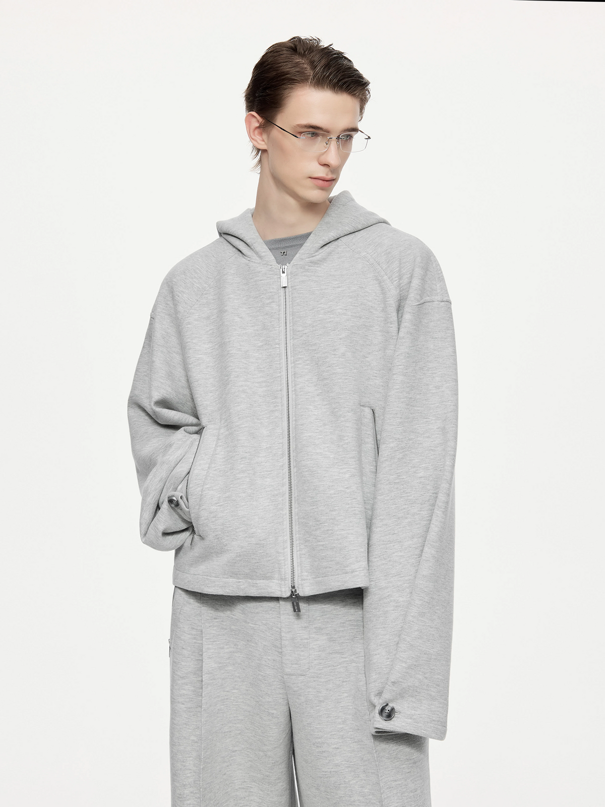 TIWILLTANG Structured Hooded Cropped Sweatshirt