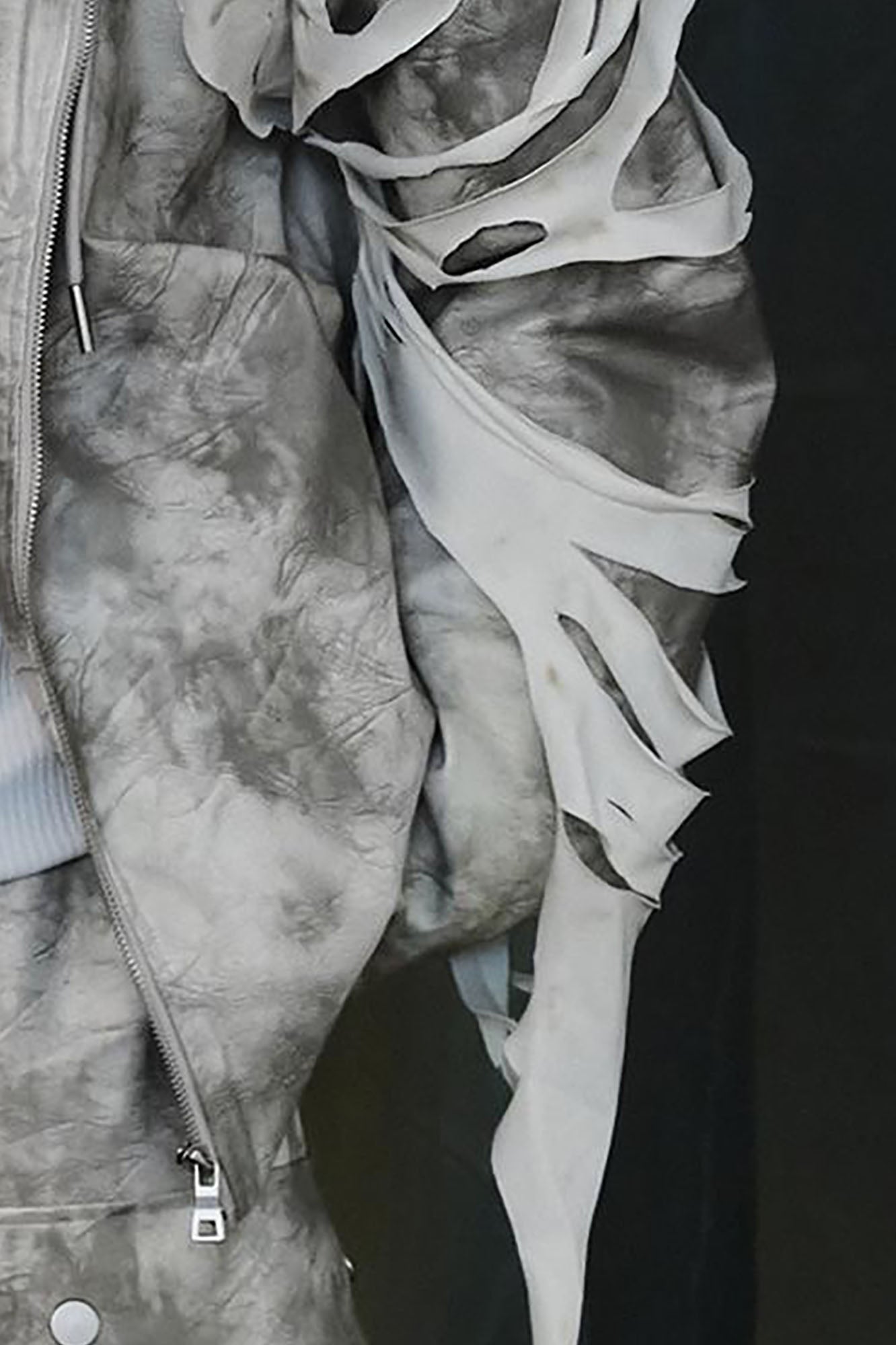 RECOVER ZONE Distressed Slashed PU Layered Hooded Jacket