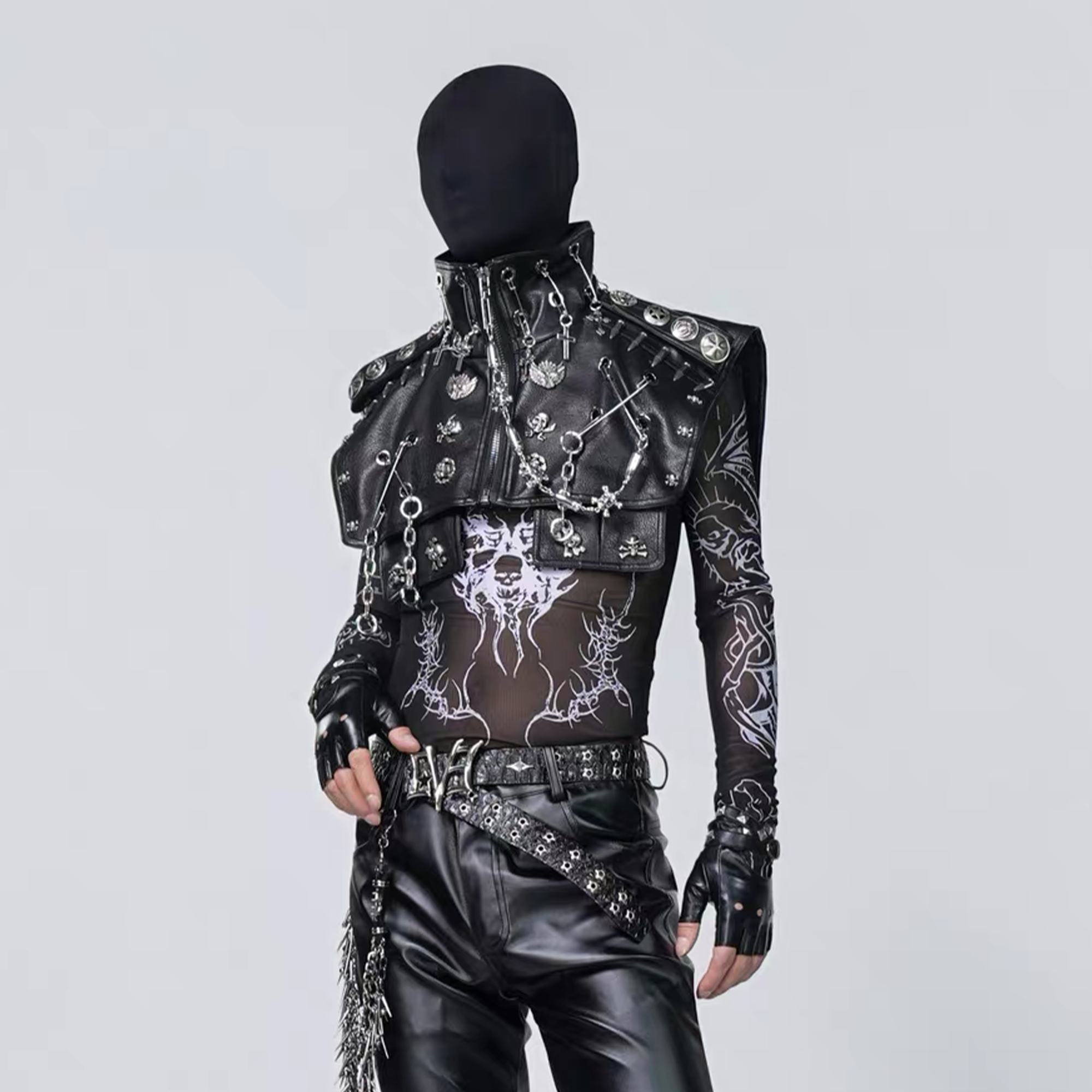 VE2 Knight Hardware Cropped Faux Leather Vest