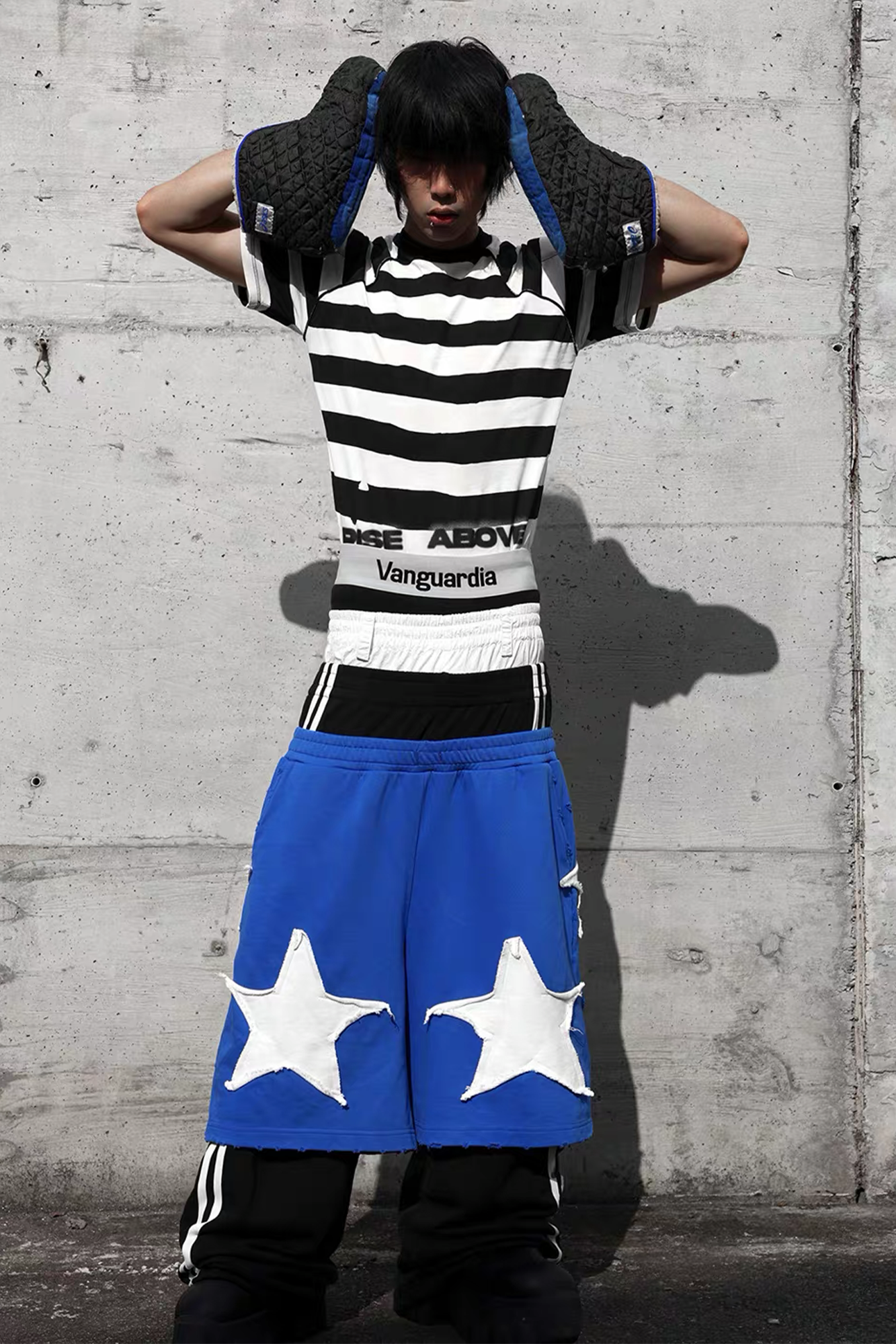 VANGUARDIA Triple-Waistband Spliced Wide-Leg Sweatpants
