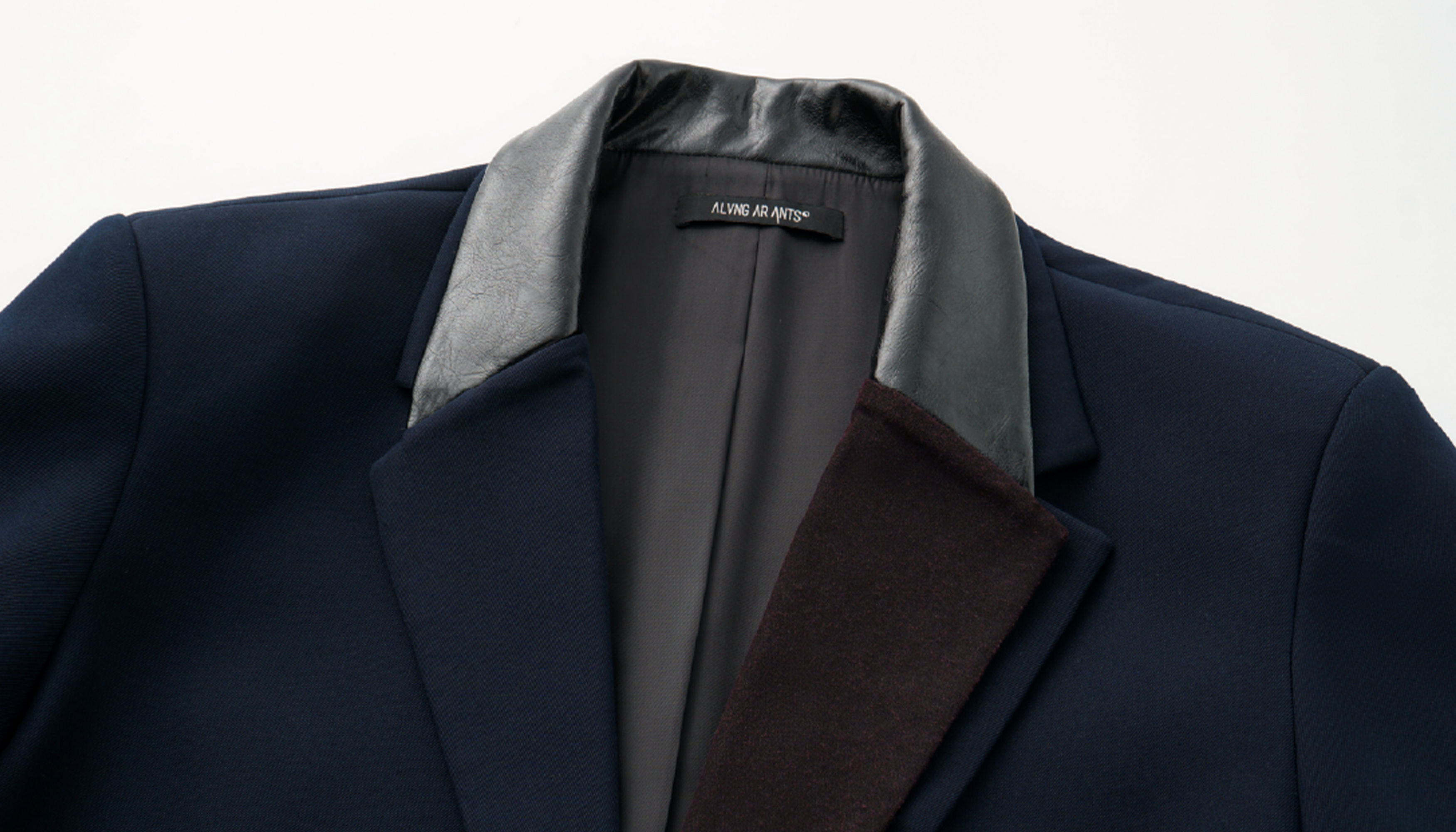 ALVNG AR ANTS Contrast PU-Panel Layered-Placket Blazer, premium urban and streetwear designers apparel on PROJECTISR.com, ALVNG AR ANTS