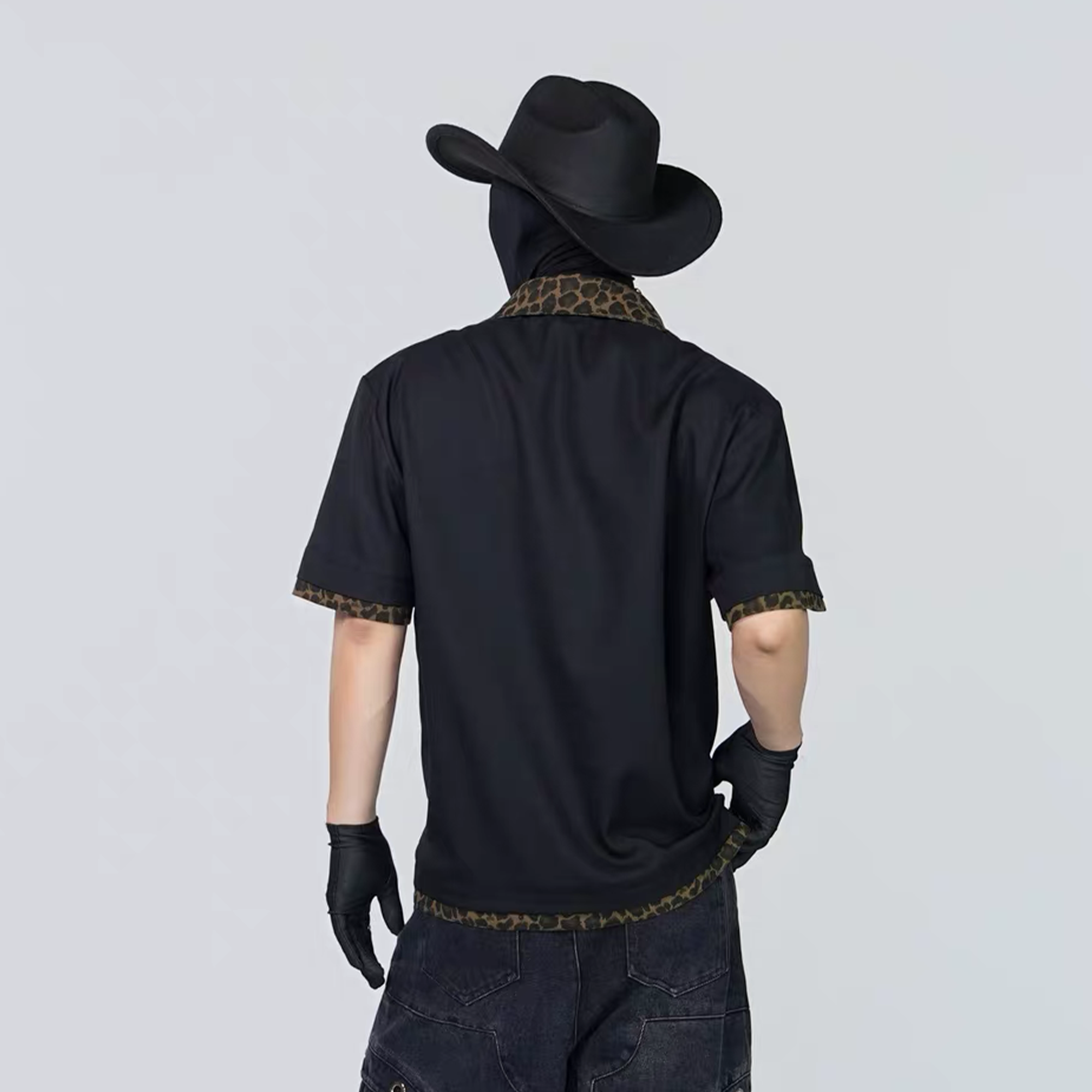 VE2 Leopard Layered Chain Short-Sleeve Jacket