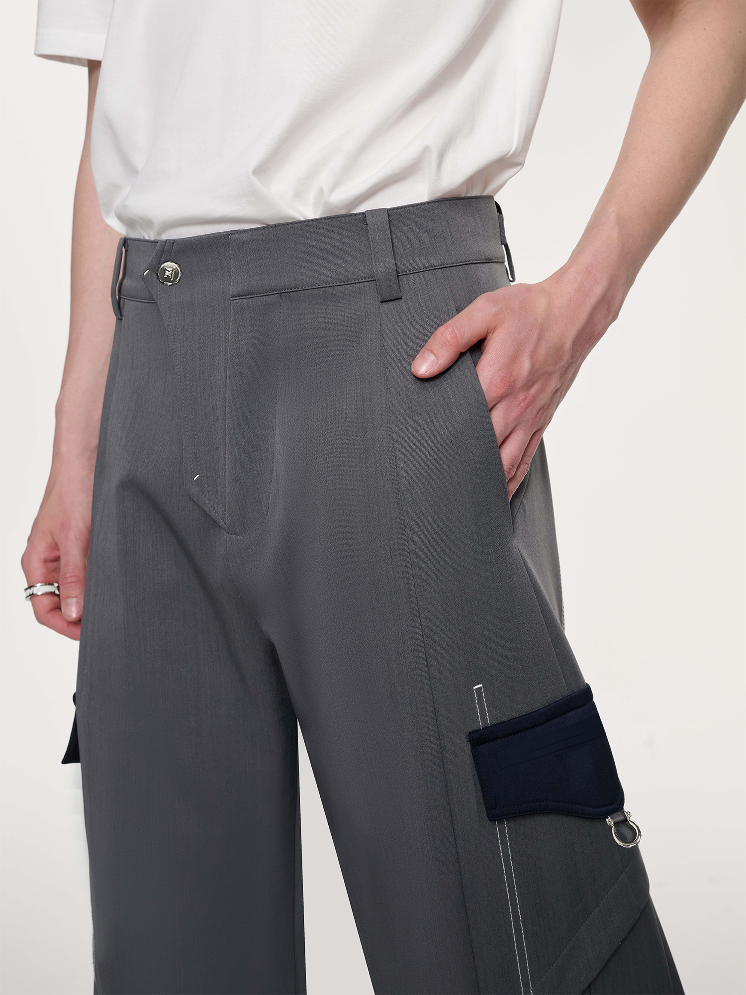 TIWILLTANG Draped Wide-Leg Trousers