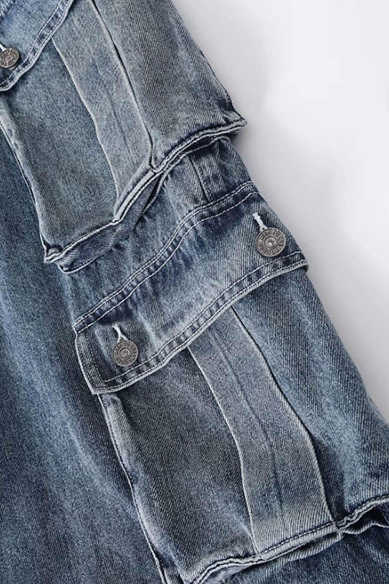 KREATE Multi-Pocket Pleated Denim Cargo Pants, premium urban and streetwear designers apparel on PROJECTISR.com, KREATE