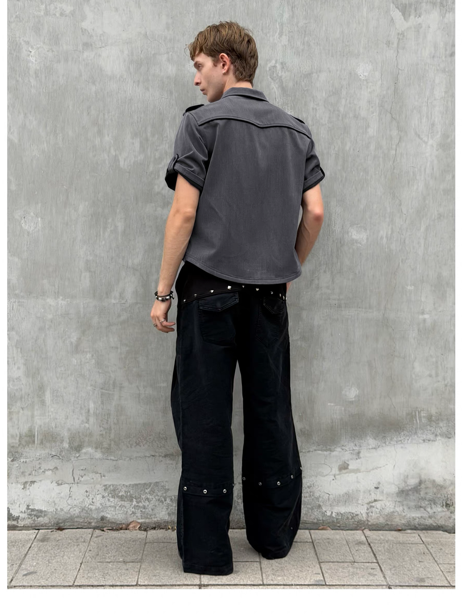 ESAIAS Studded Pleated Moleskin Trousers
