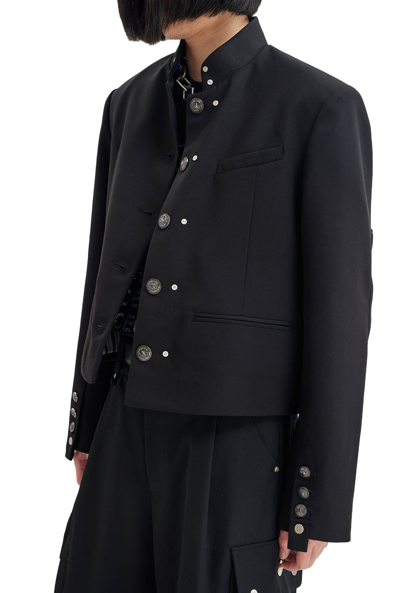 FACEONLAB Wool-Blended Cropped Uniform Blazer, premium urban and streetwear designers apparel on PROJECTISR.com, FACEONLAB