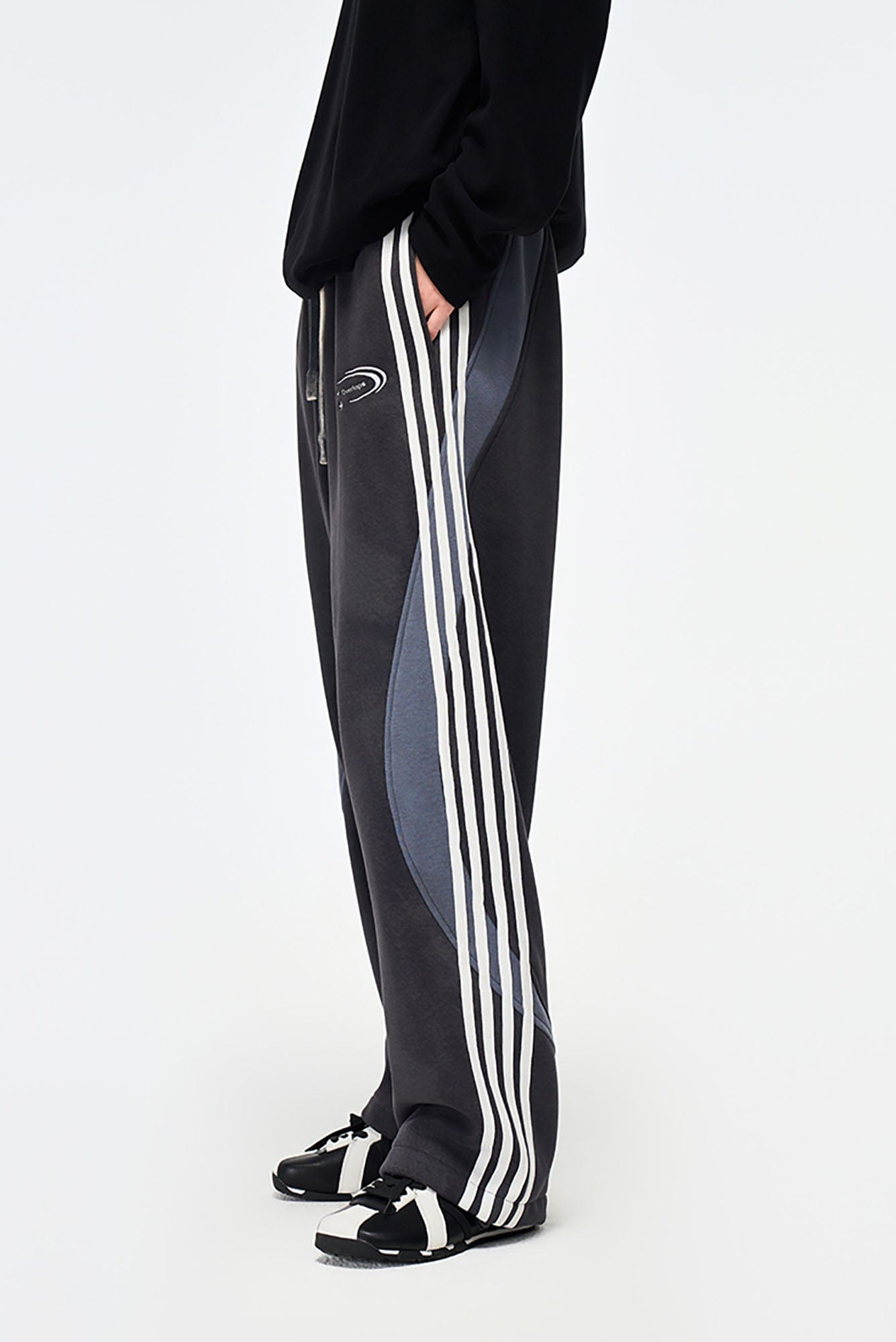 OVERLAPS Side Stripes Paneled Track Pants, premium urban and streetwear designers apparel on PROJECTISR.com, OVERLAPS