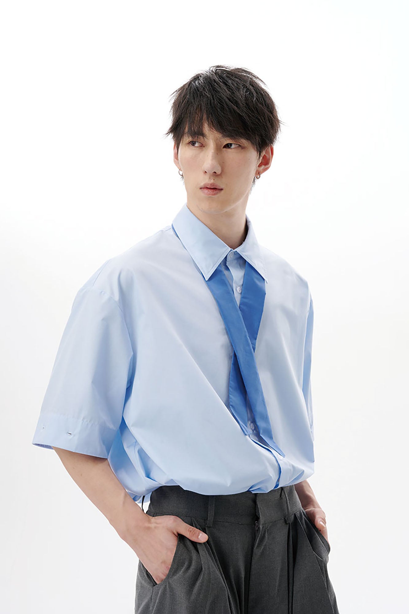 TUIMU Cross Tie Detachable Sleeve Shirt, premium urban and streetwear designers apparel on PROJECTISR.com, TUIMU